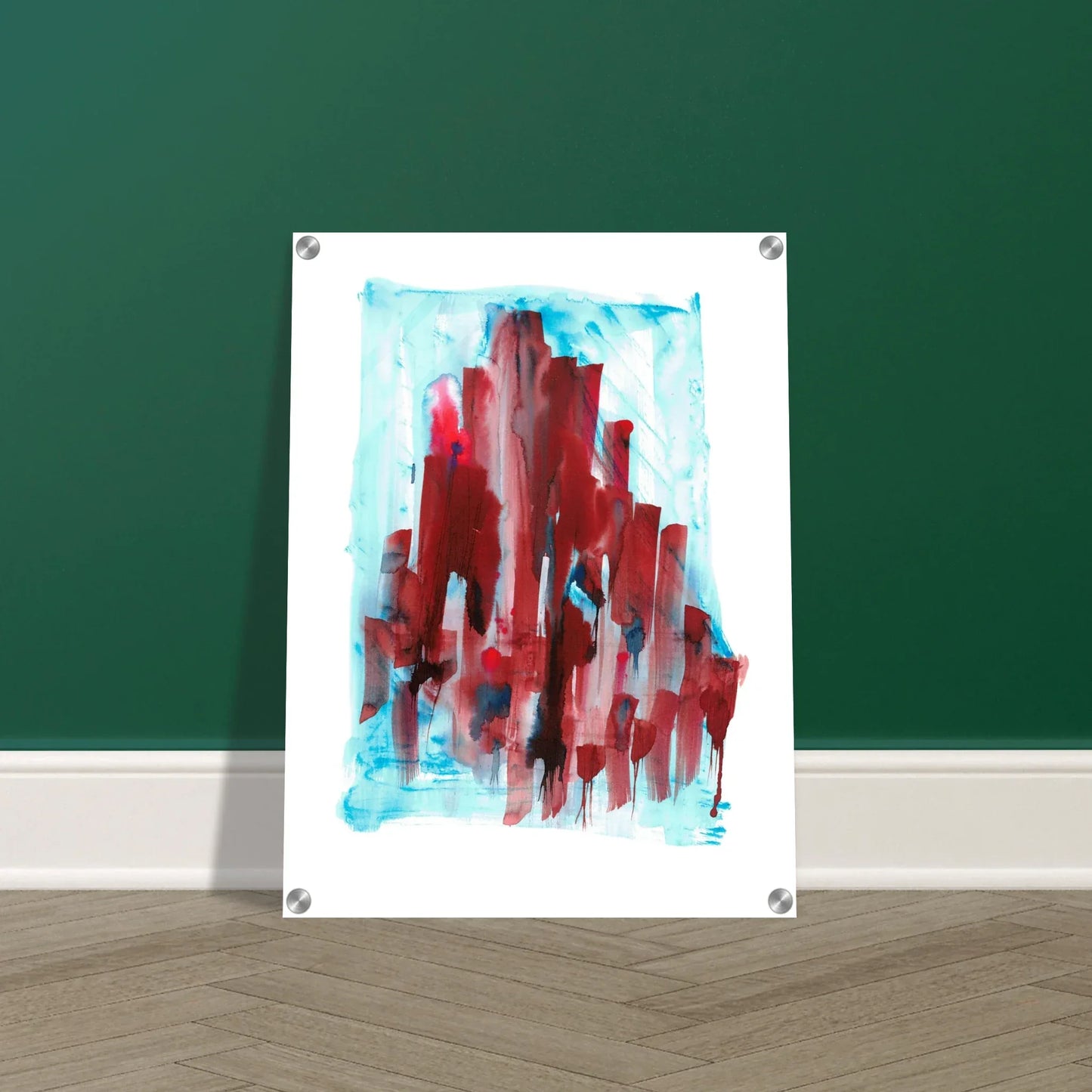 Impression sur acrylique brillante Crimson Tower| Art contemporain par Laure Leprince - Laure Leprince - Artiste Peintre