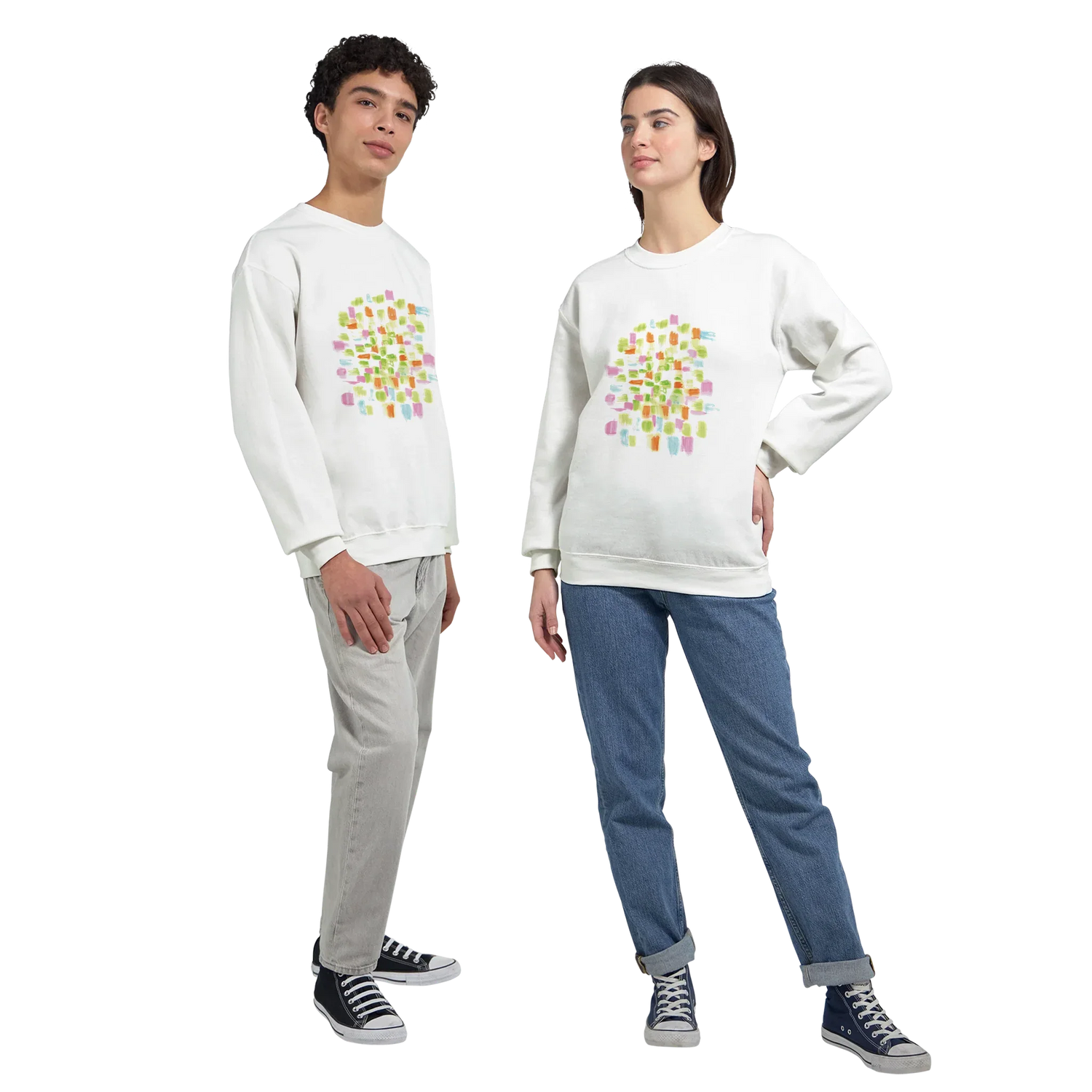 Sweatshirt Unisexe Classique Pastel Mosaic – Impression Artistique Multicolore - Laure Leprince - Artiste Peintre
