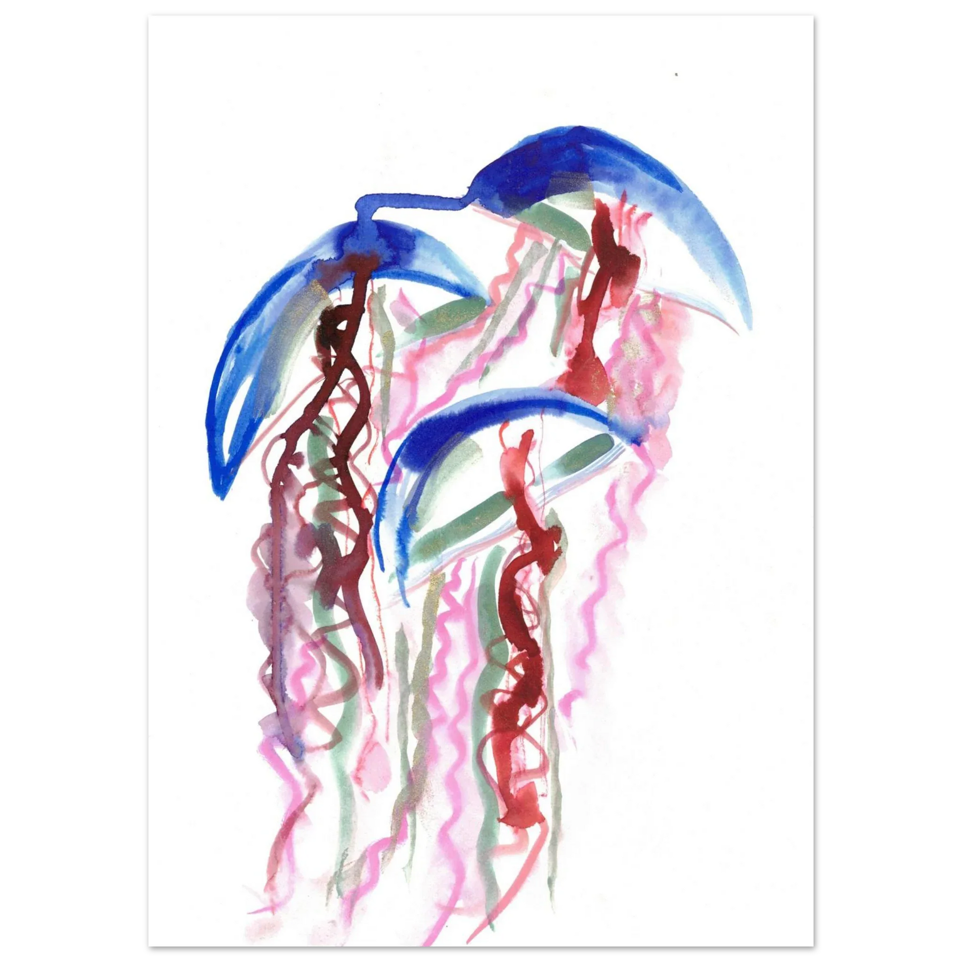 Abstract Jellyfish Dance Premium Matte Paper Poster - Dynamic Watercolor Art - Laure Leprince - Artiste Peintre