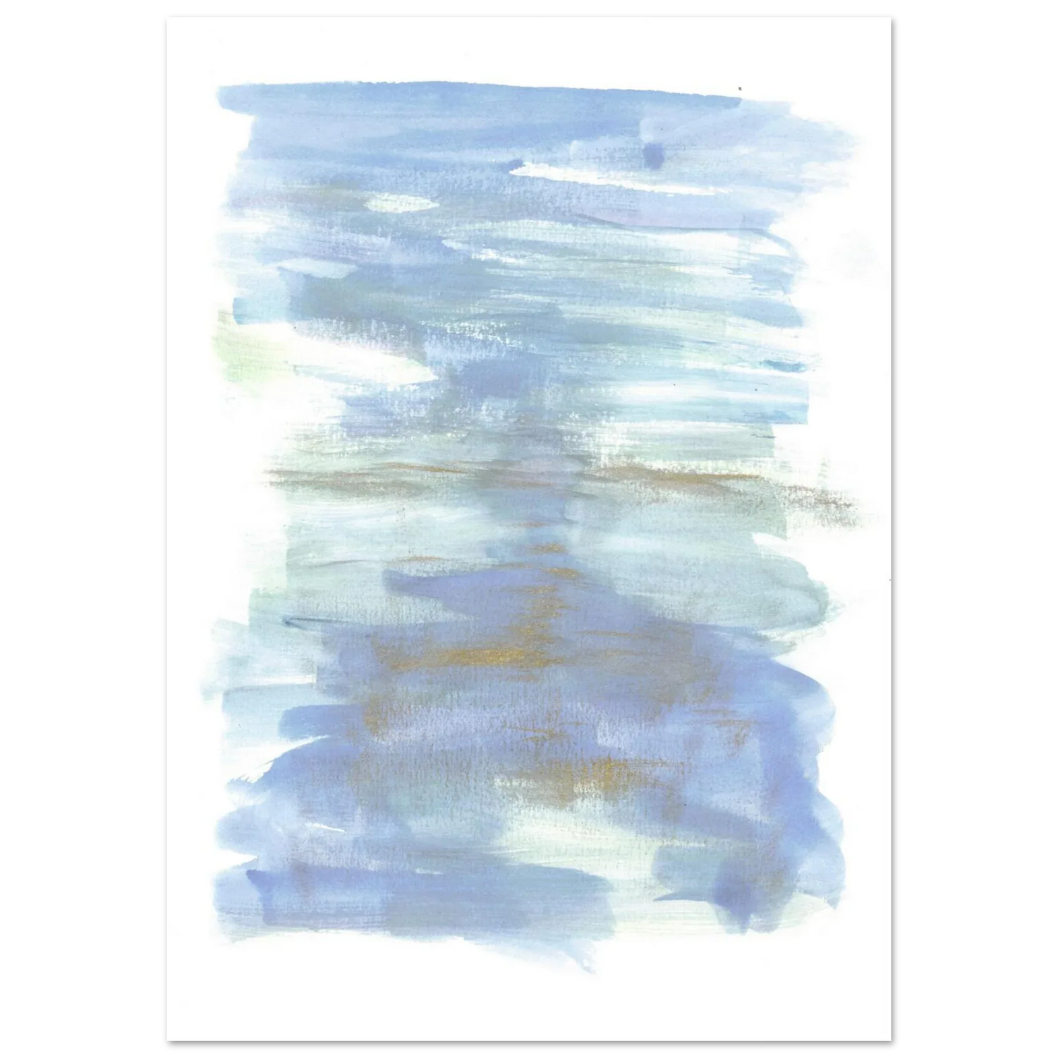 Abstract Horizon Watercolor Art Print - Serene Blue & Gold Matte Paper Poster for Modern Spaces - Laure Leprince - Artiste Peintre
