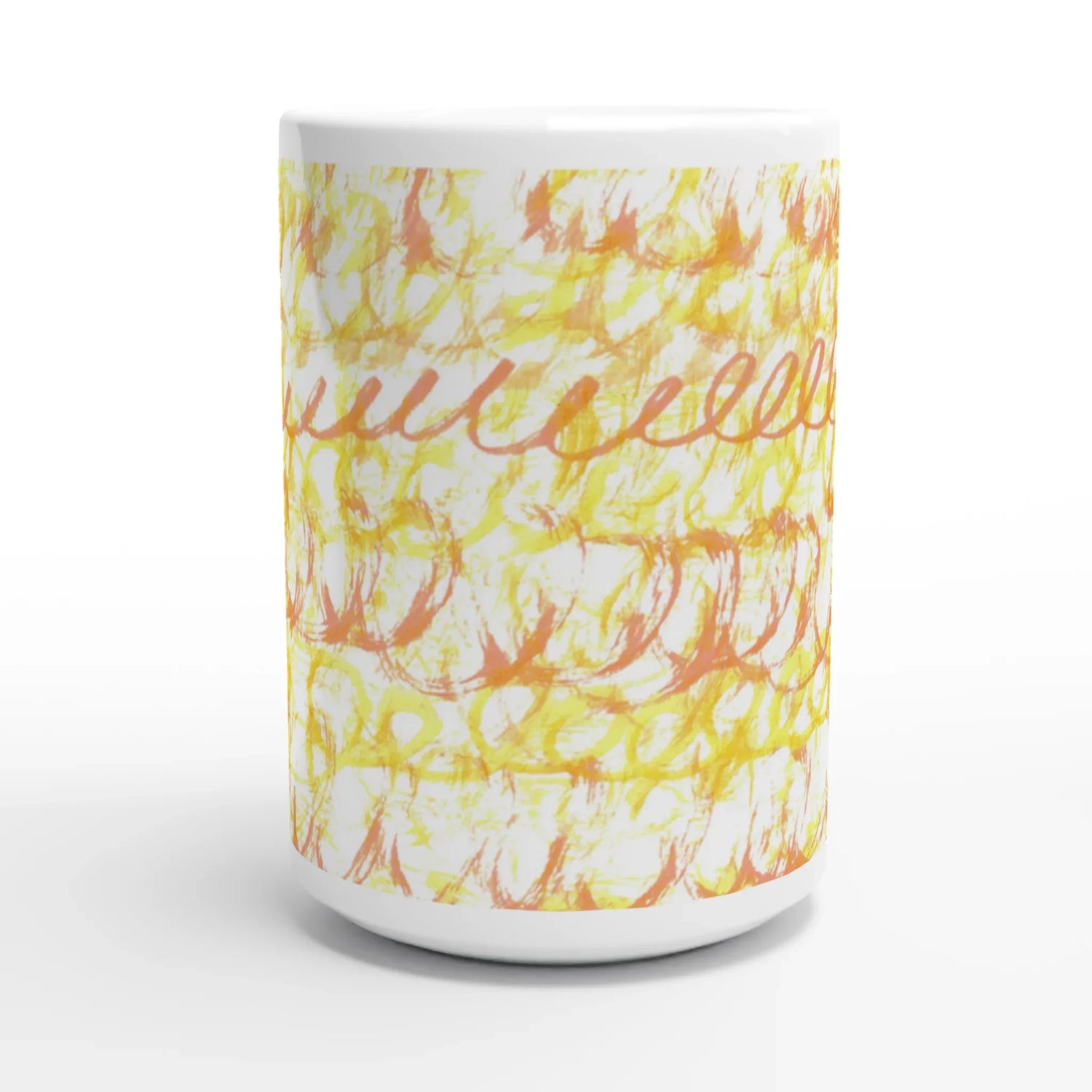 Mug en céramique blanche 44 Yellow Waves – Grand format, design et qualité durable - Laure Leprince - Artiste Peintre
