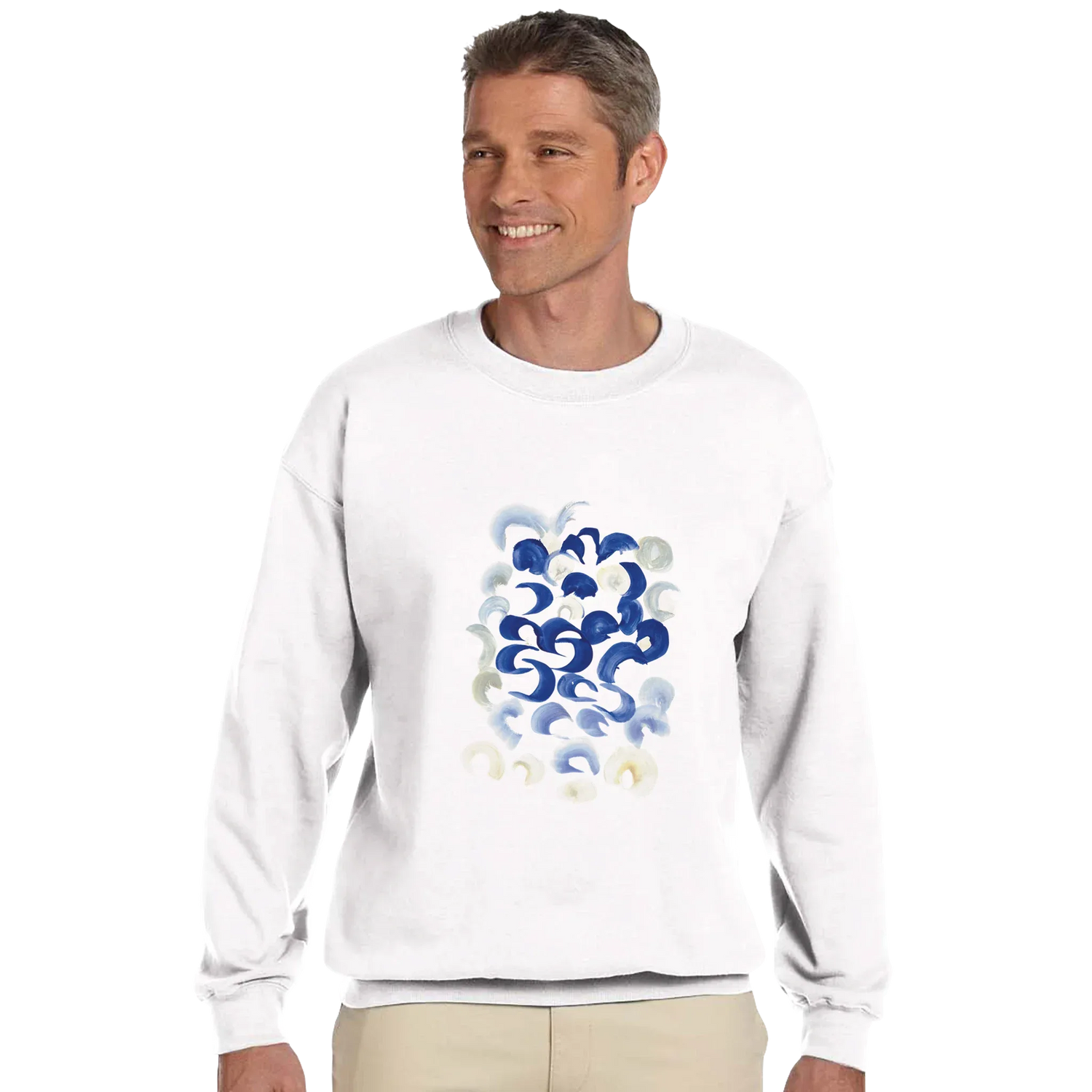 Sweatshirt Unisexe Classique Blue Swirls – Impression Artistique Multicolore - Laure Leprince - Artiste Peintre