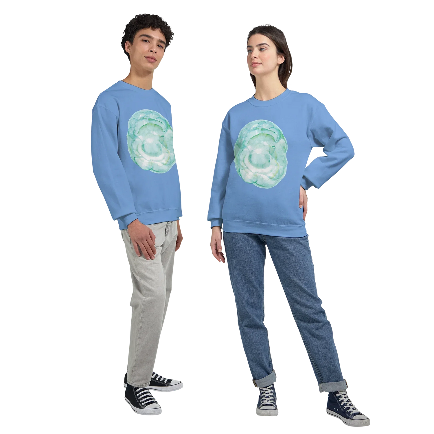 Sweatshirt Unisexe Classique Aqua Bloom – Impression Artistique Multicolore - Laure Leprince - Artiste Peintre