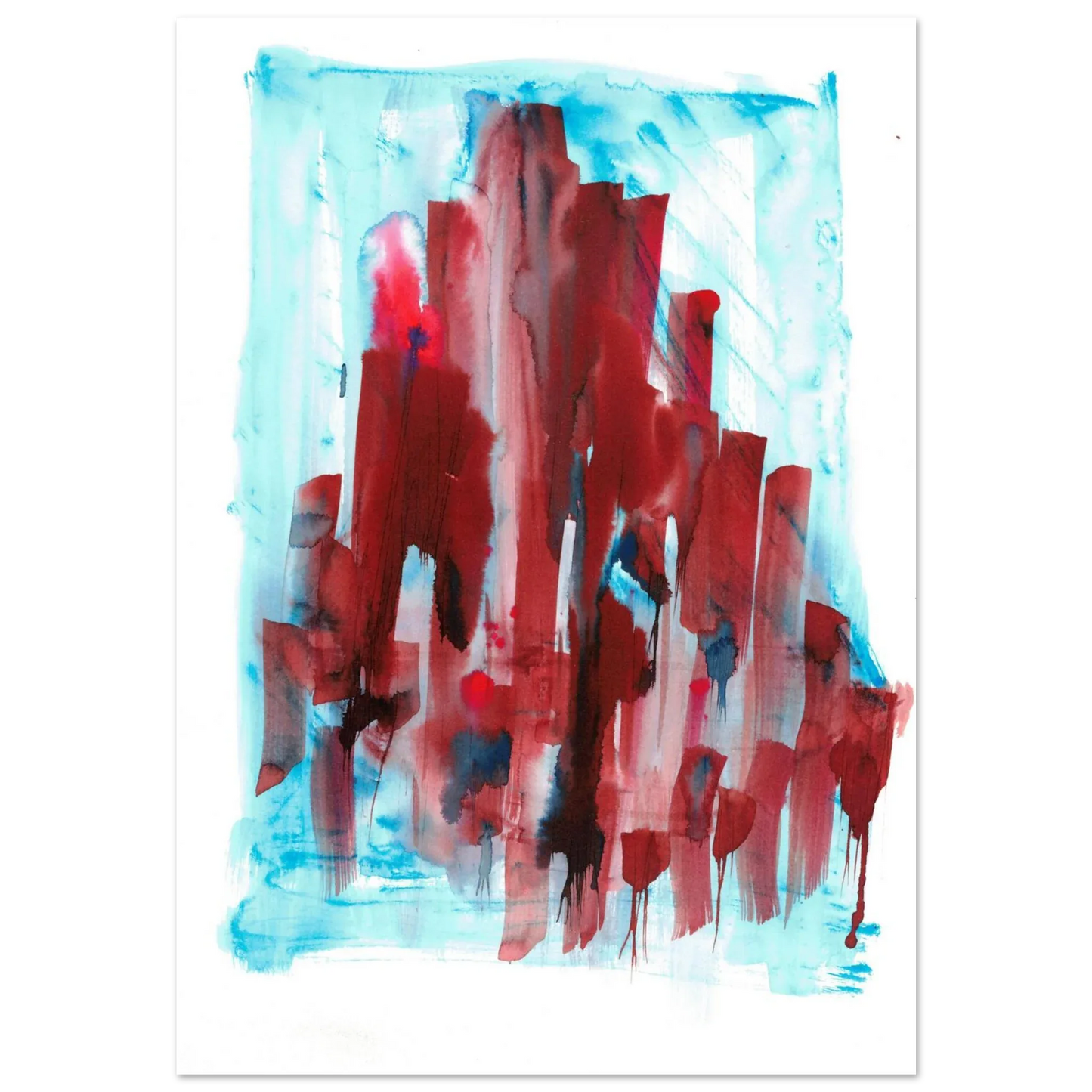 Abstract Cityscape Watercolor Art Print RDJ3-1 – Premium Matte Paper Poster in various sizes - Laure Leprince - Artiste Peintre