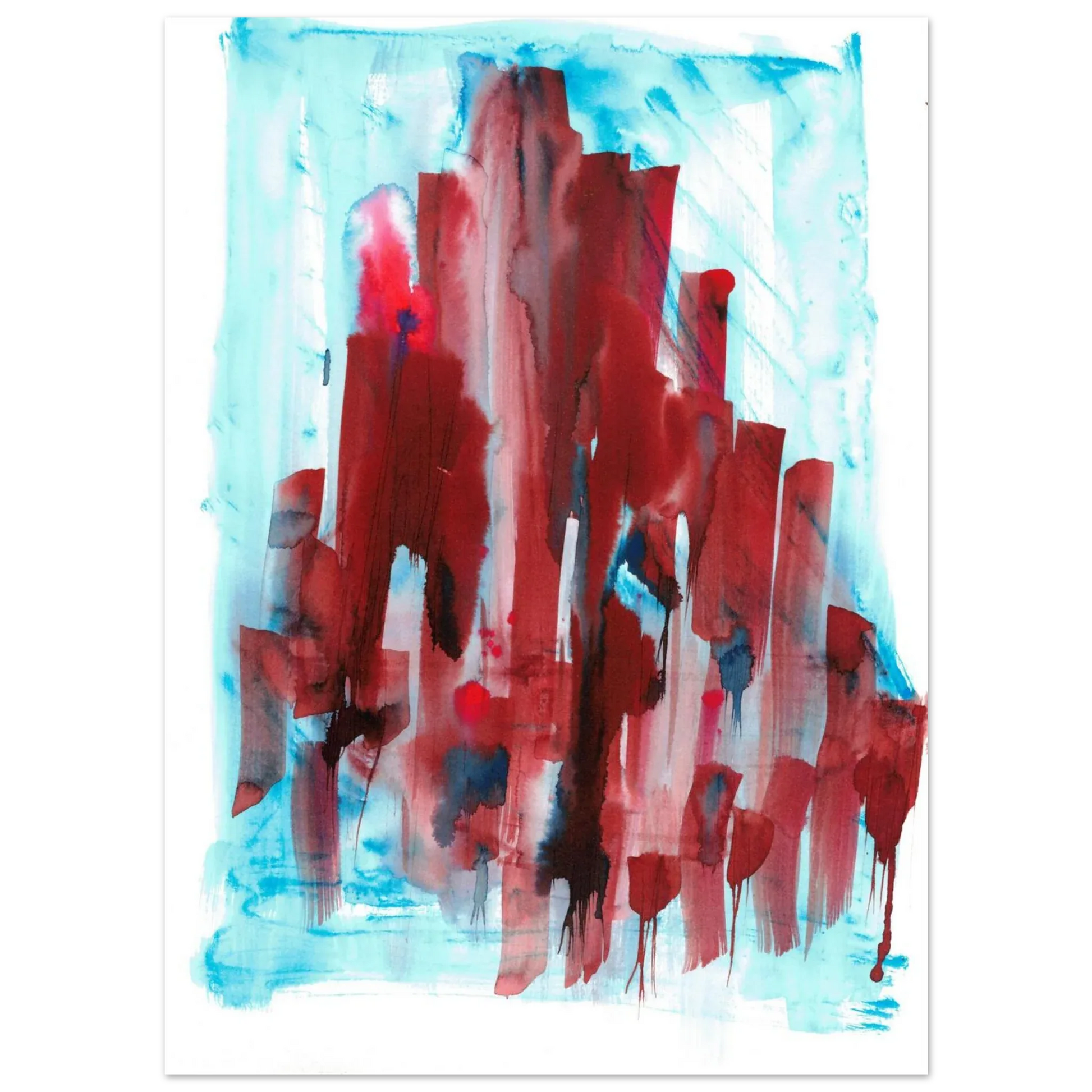 Abstract Cityscape Watercolor Art Print RDJ3-1 – Premium Matte Paper Poster in various sizes - Laure Leprince - Artiste Peintre