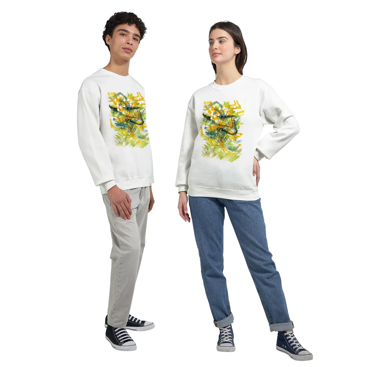 Sweatshirt Unisexe Classique Tempête Solaire – Impression Artistique Multicolore | Premium Cotton Blend - Laure Leprince - Artiste Peintre