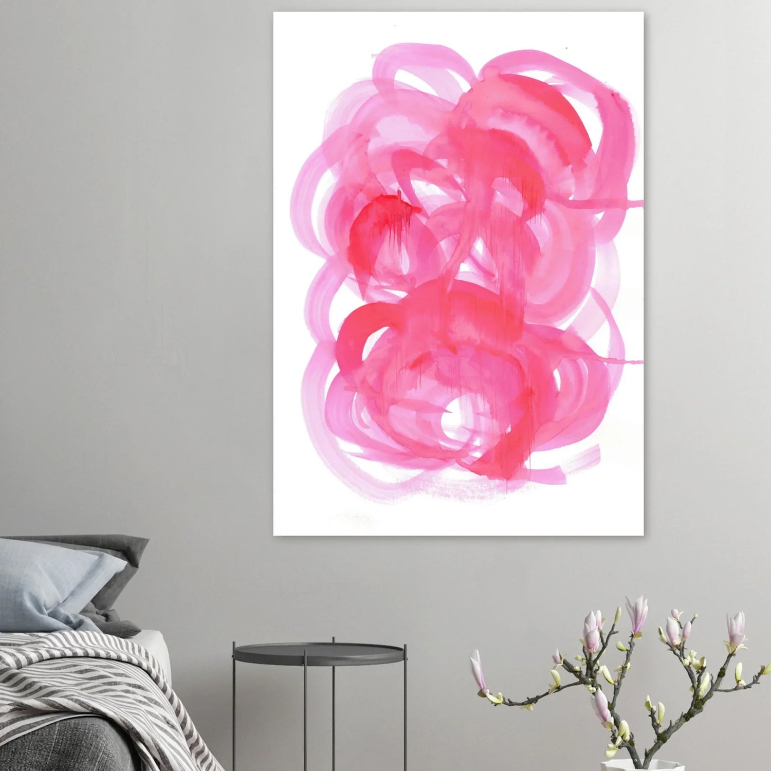 Abstract Pink Swirls Watercolor Poster - Vibrant Modern Art Print on Premium Matte Paper - Laure Leprince - Artiste Peintre