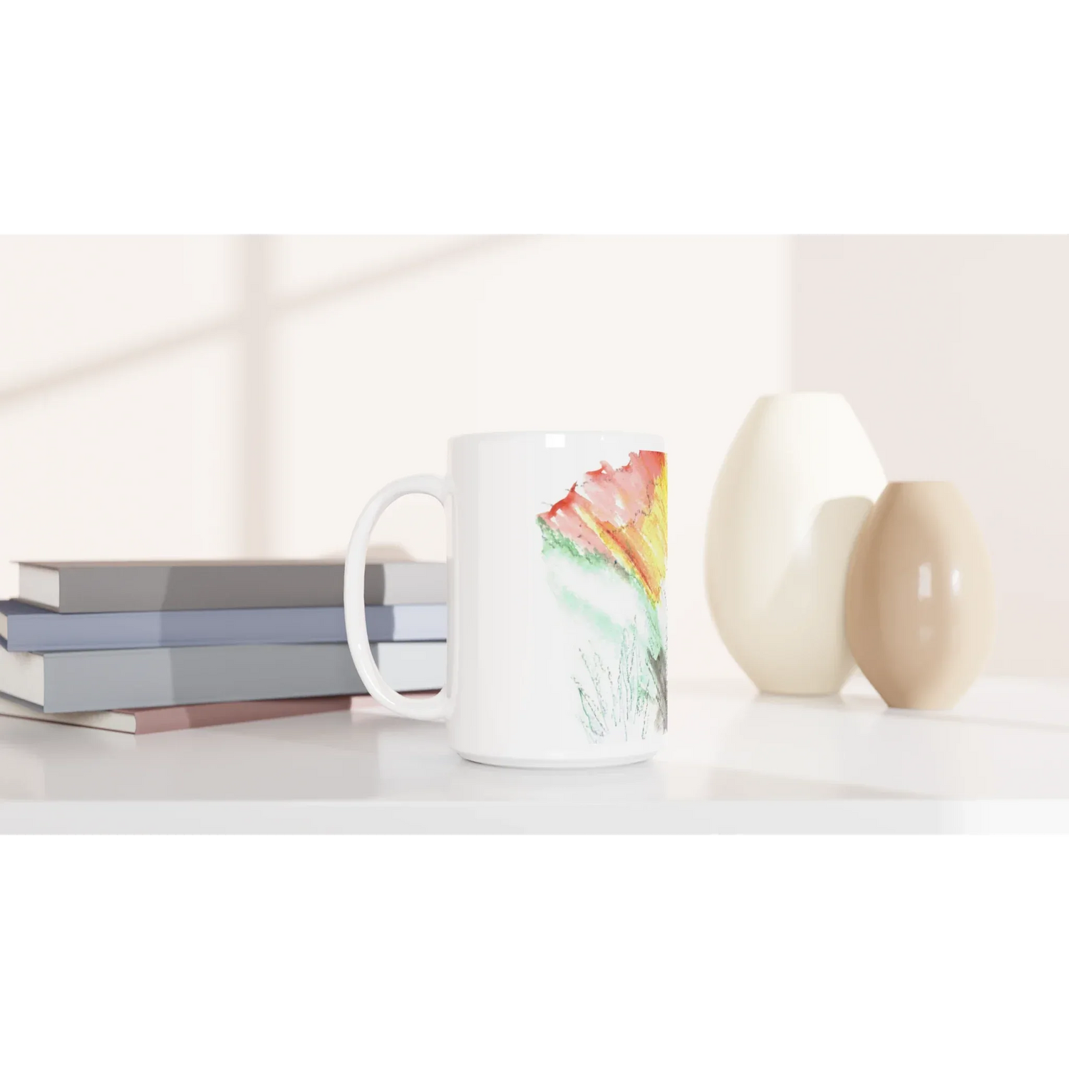 Mug en céramique blanche 44 Lavander Drift – Grand format, design et qualité durable - Laure Leprince - Artiste Peintre