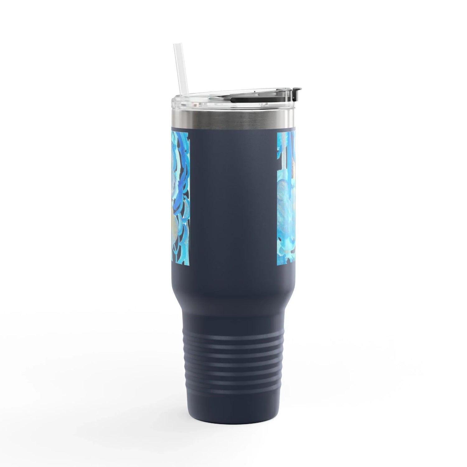 40oz Insulated Travel Mug – Ocean Bloom Watercolor Design - Laure Leprince - Artiste Peintre