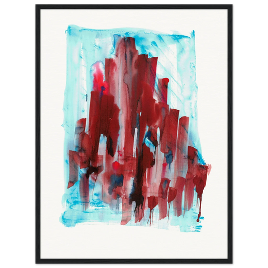 Affiche Encadrée Museum-Quality Matte Paper Wooden Framed Crimson Tower - Laure Leprince - Artiste Peintre