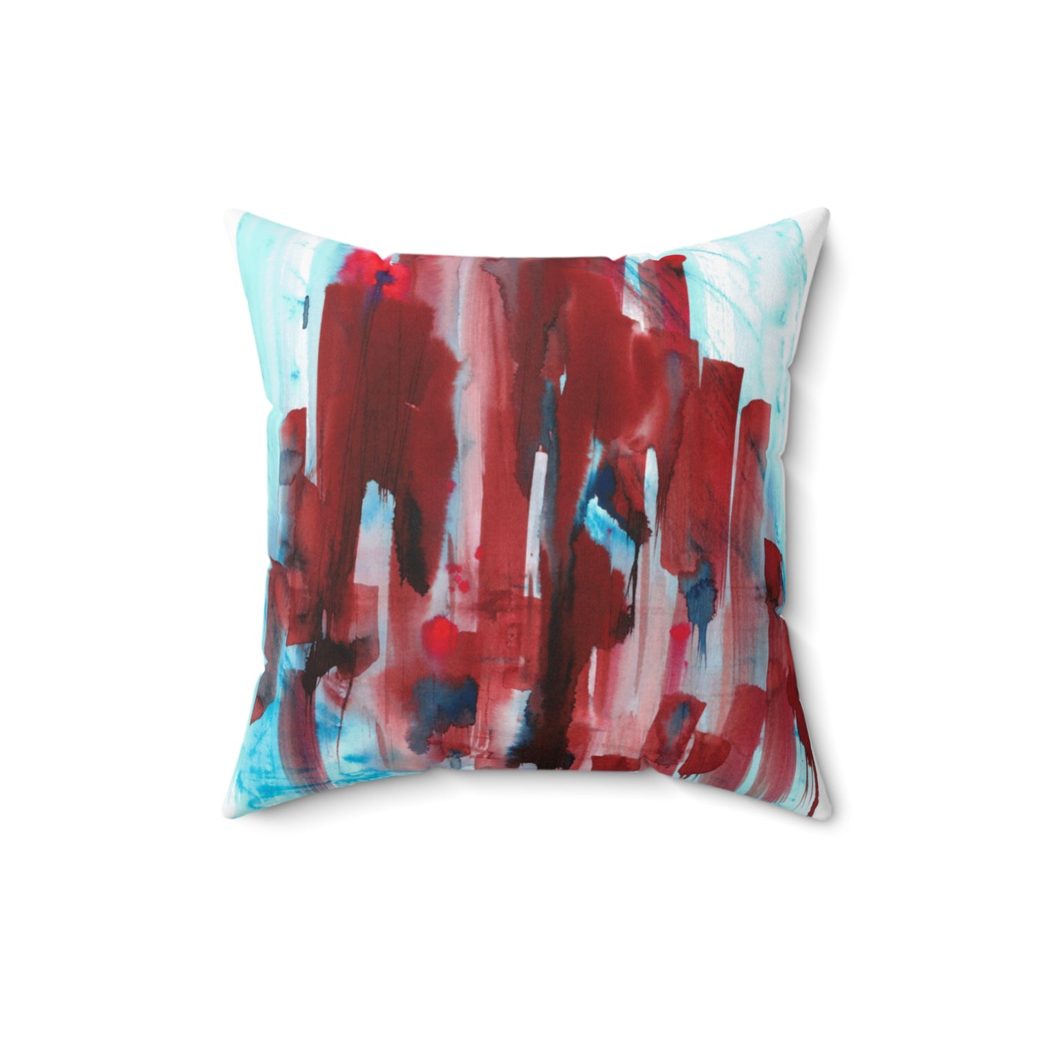 Square Throw Pillow Crisom Tower — Minimal Blue Brushstroke Accent