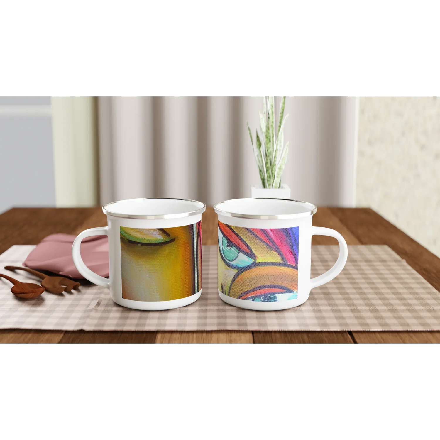 Mug en émail blanc 35 cl trouncho#2– Léger, vintage et résistant - Laure Leprince - Artiste Peintre