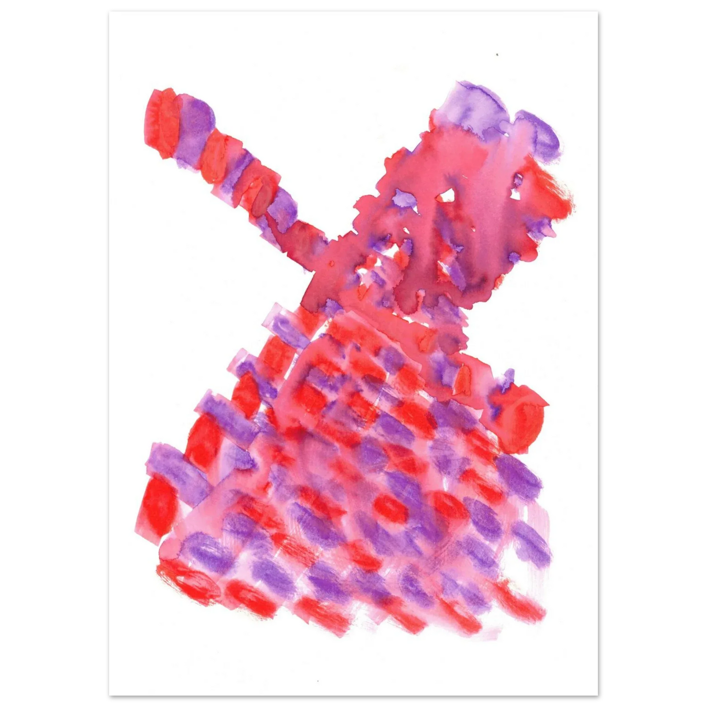 Abstract Watercolor Windmill Premium Matte Poster - Vibrant Red & Purple Art Print for Modern Spaces - Laure Leprince - Artiste Peintre