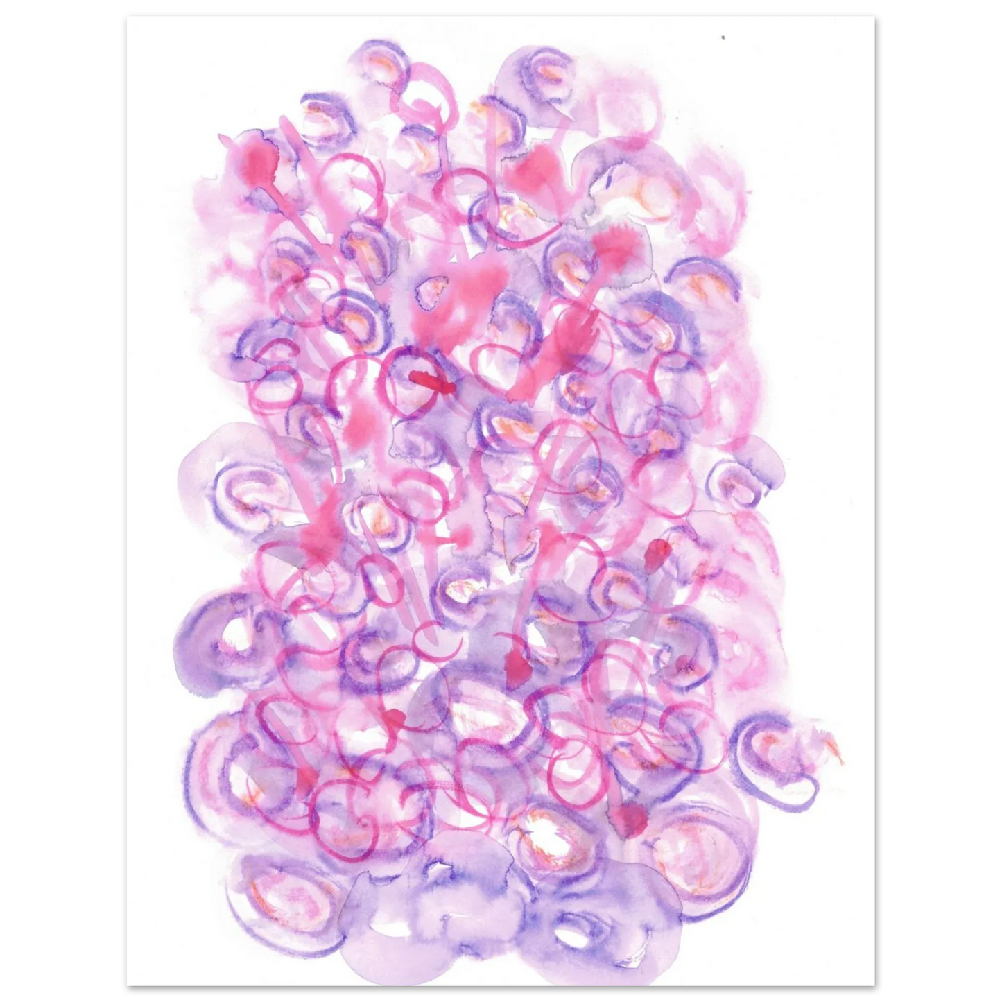 Abstract Swirls Watercolour Poster in Pink & Purple - Premium Matte Paper Art Print RDJ3-1 - Laure Leprince - Artiste Peintre