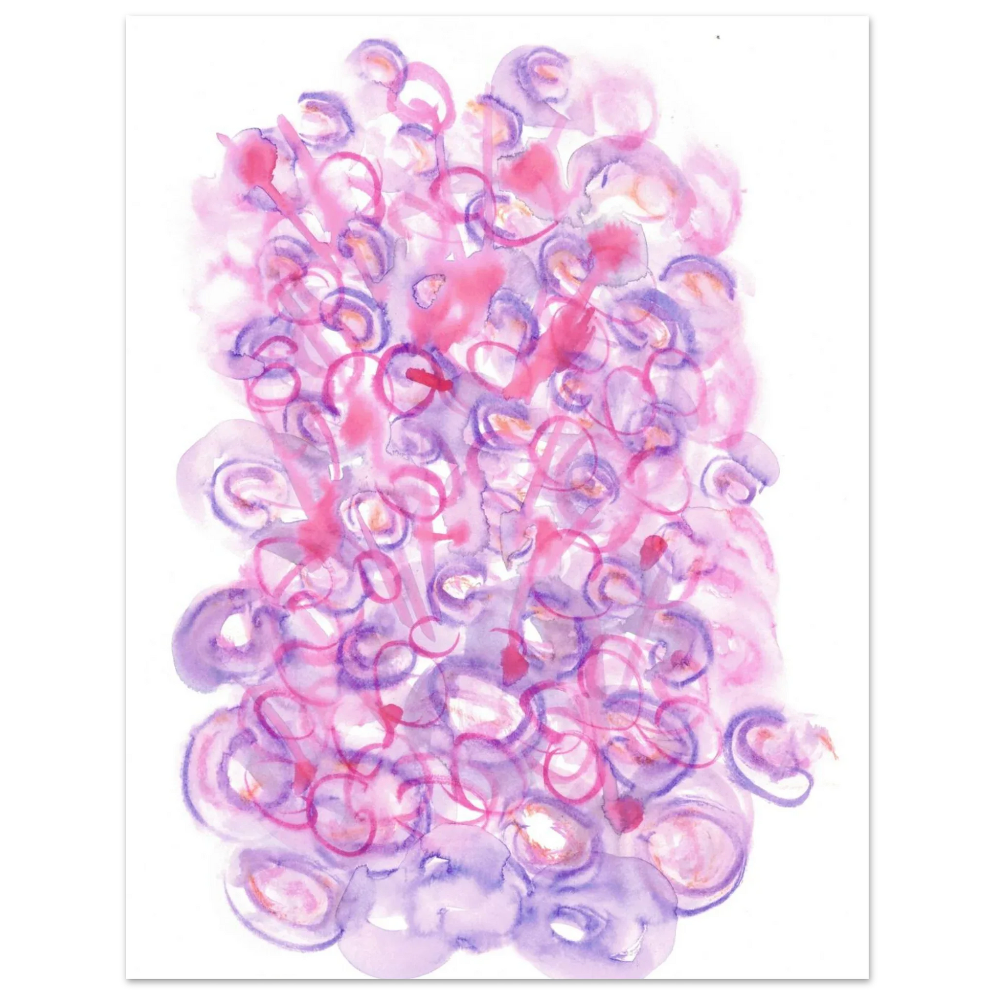 Abstract Swirls Watercolour Poster in Pink & Purple - Premium Matte Paper Art Print RDJ3-1 - Laure Leprince - Artiste Peintre