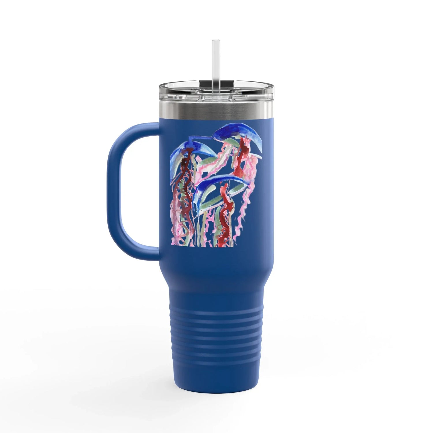 40oz Insulated Travel Mug – Coral Dance Watercolor Design - Laure Leprince - Artiste Peintre