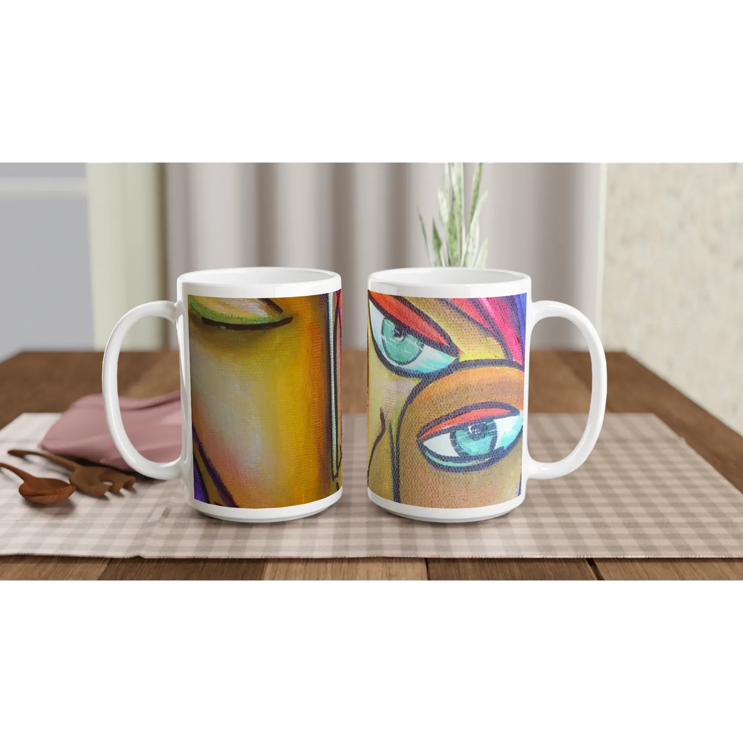 Mug en céramique blanche 44 cl trouncho#2 – Grand format, design et qualité durable - Laure Leprince - Artiste Peintre