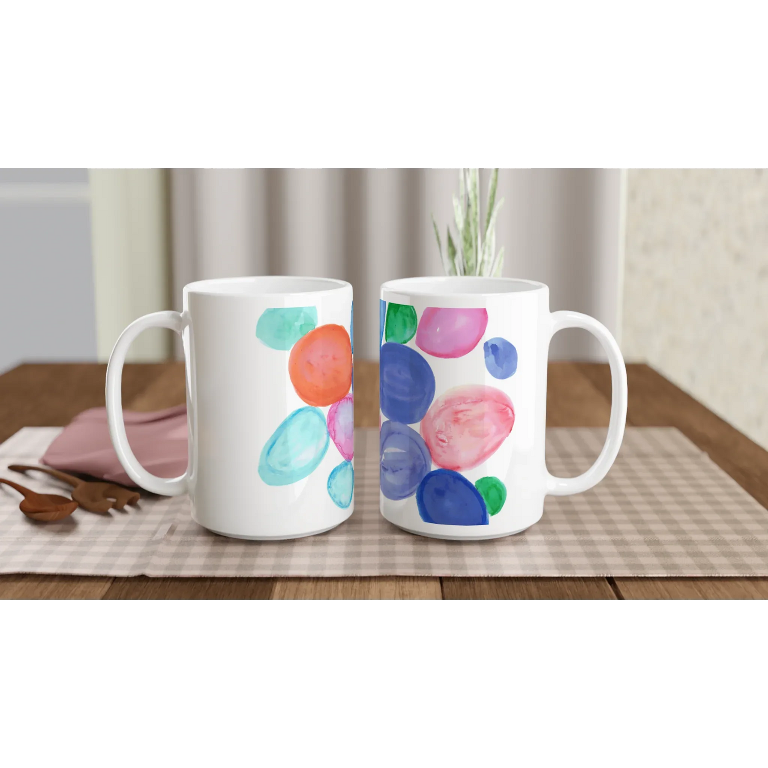 Mug en céramique blanche 44 cl Galets Chromatiques – Grand format, design et qualité durable - Laure Leprince - Artiste Peintre