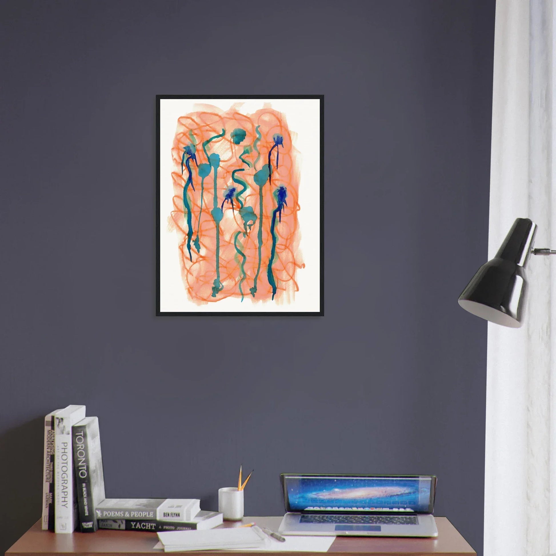Affiche Encadrée Museum-Quality Matte Paper Wooden Framed Saphir Ambre - Laure Leprince - Artiste Peintre