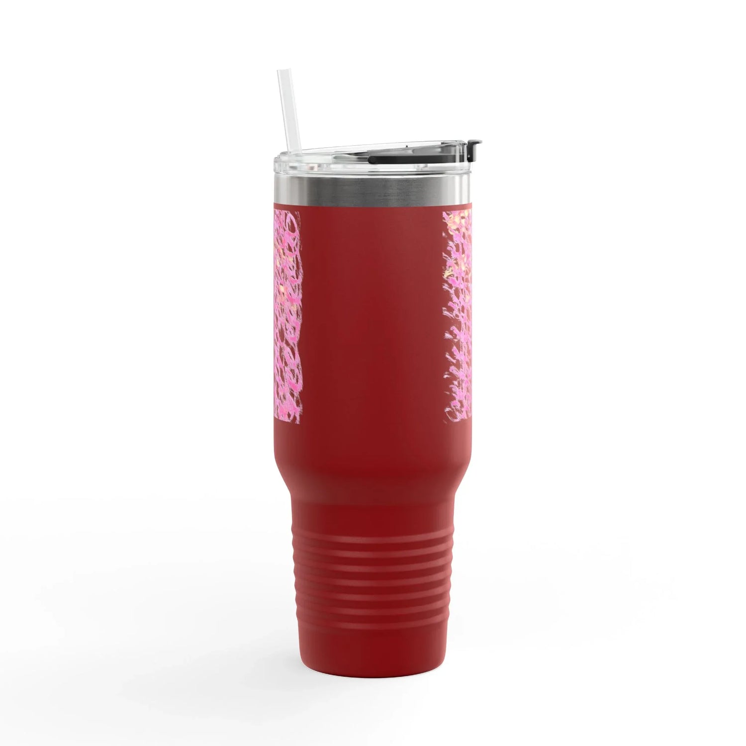 40oz Insulated Travel Mug – Pink Waves Watercolor Design - Laure Leprince - Artiste Peintre