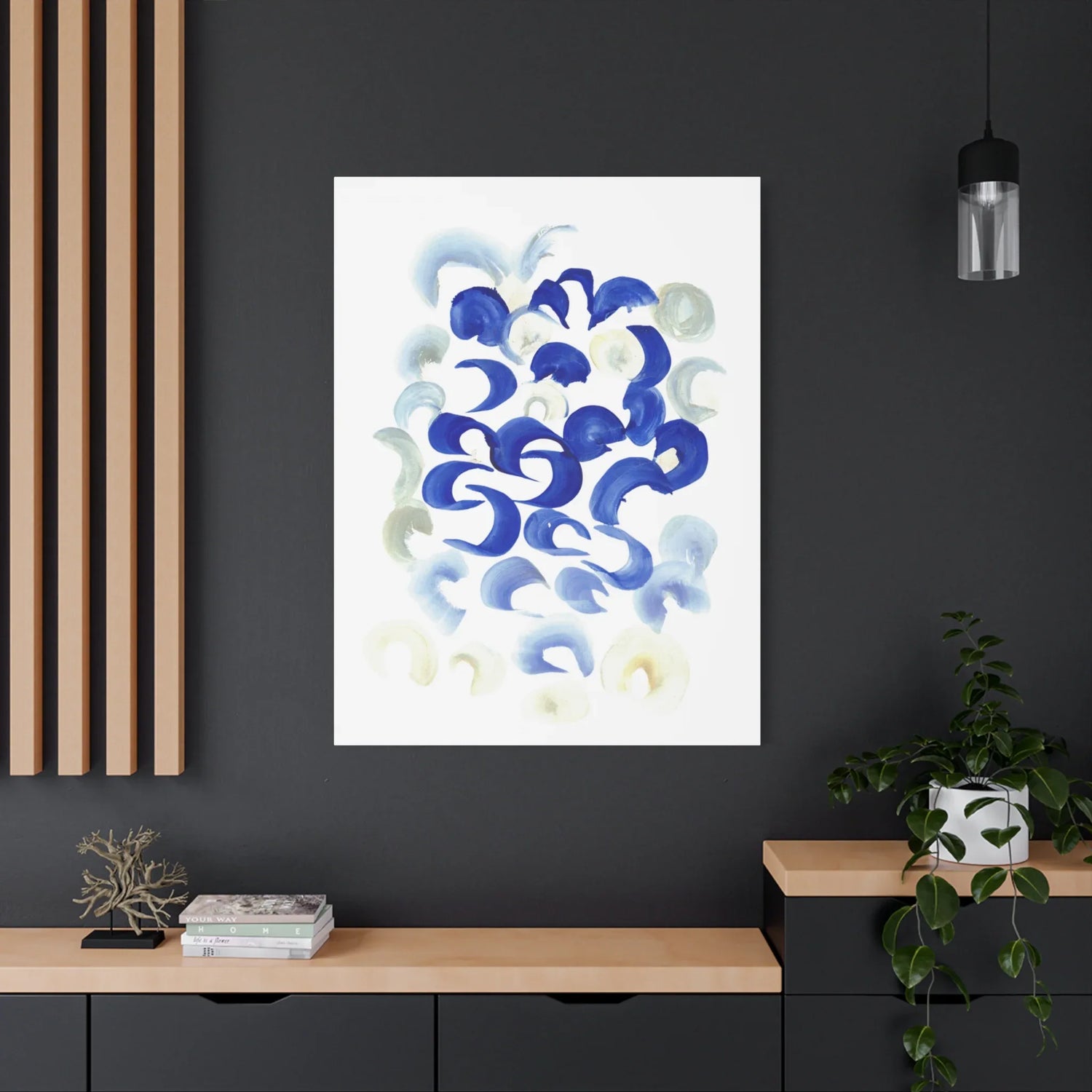 Abstract Blue Swirls Brushstroke Canvas Print — Modern Coastal Wall Art - Laure Leprince - Artiste Peintre