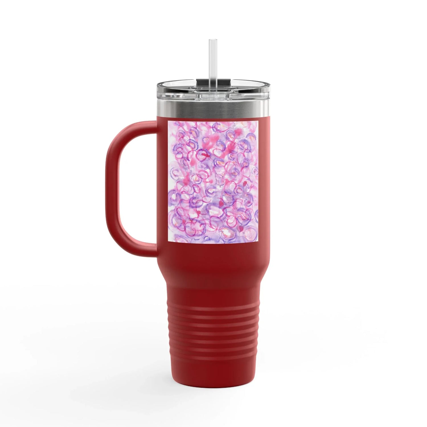 40oz Insulated Travel Mug – Floraison Intime Watercolor Design - Laure Leprince - Artiste Peintre