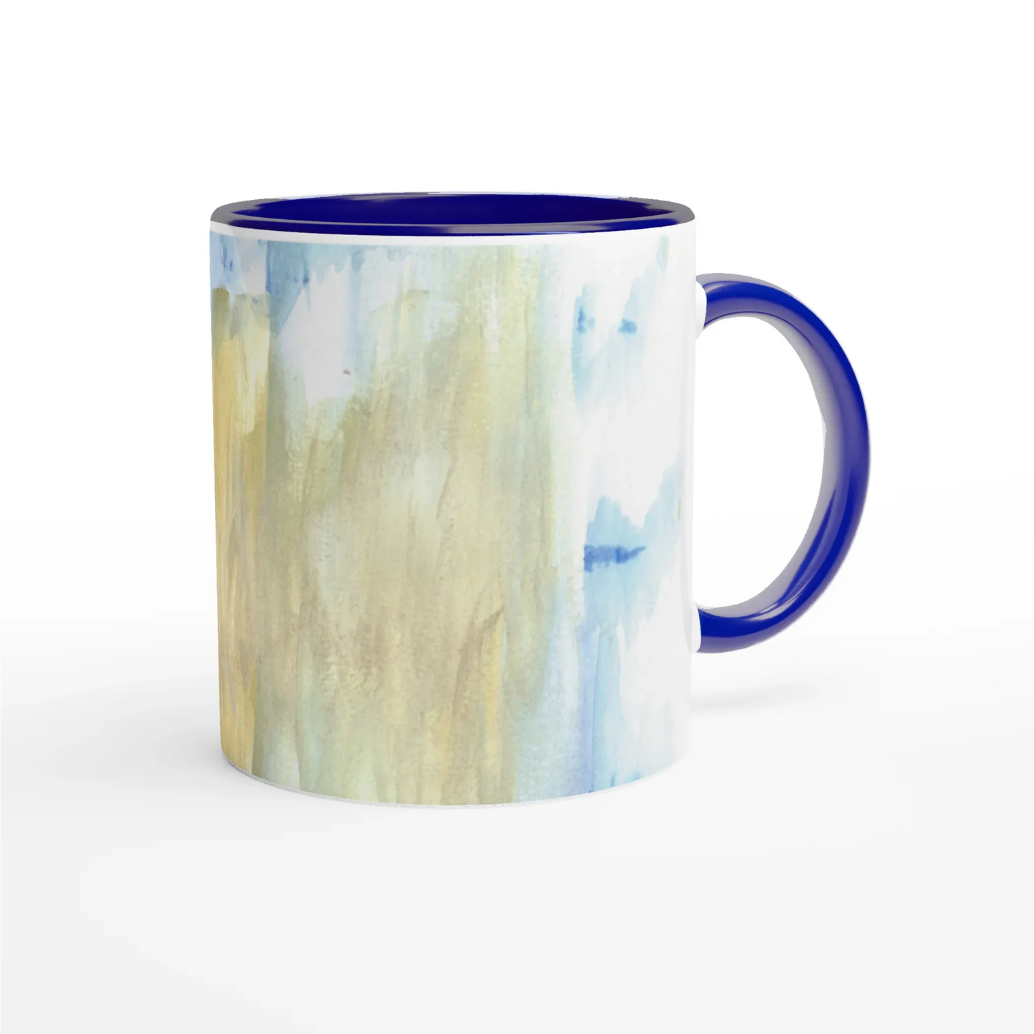 Mug 11oz - 325 ml - Ceramic Mug with Color Inside Blue Horizon - Laure Leprince - Artiste Peintre