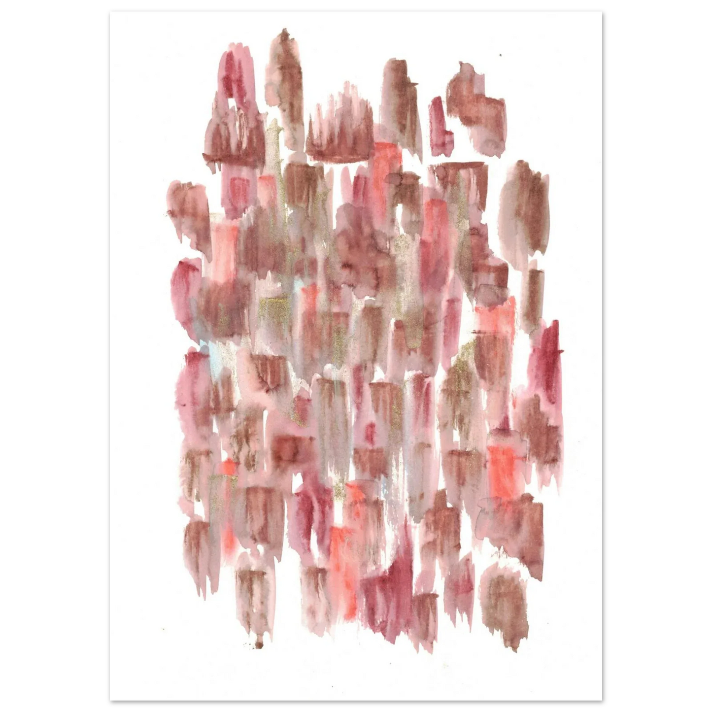 Abstract Watercolor Brushstrokes Matte Poster - Earthy Hues & Gold Flecks - Laure Leprince - Artiste Peintre