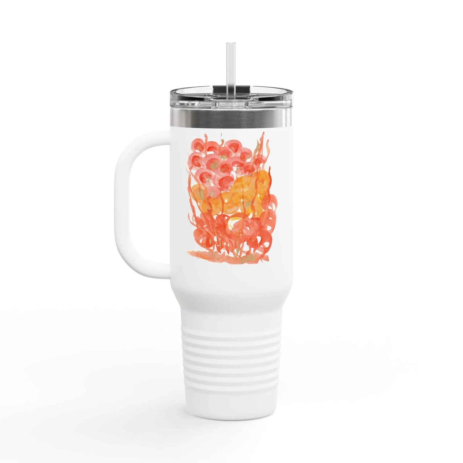 40oz Insulated Travel Mug – Sunrice Flora Watercolor Design - Laure Leprince - Artiste Peintre