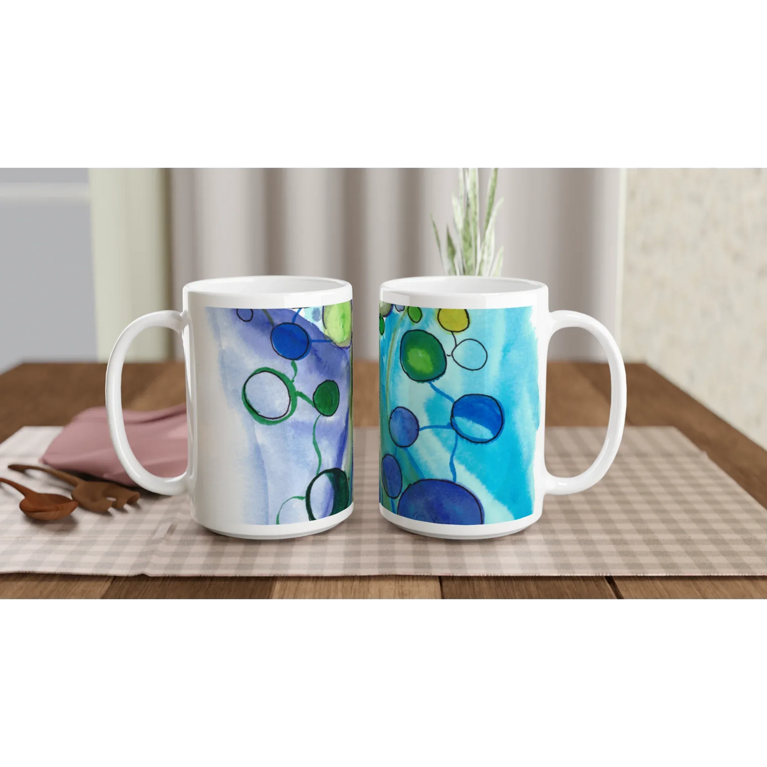 Mug en céramique blanche 44 cl Ecosphères– Grand format, design et qualité durable - Laure Leprince - Artiste Peintre