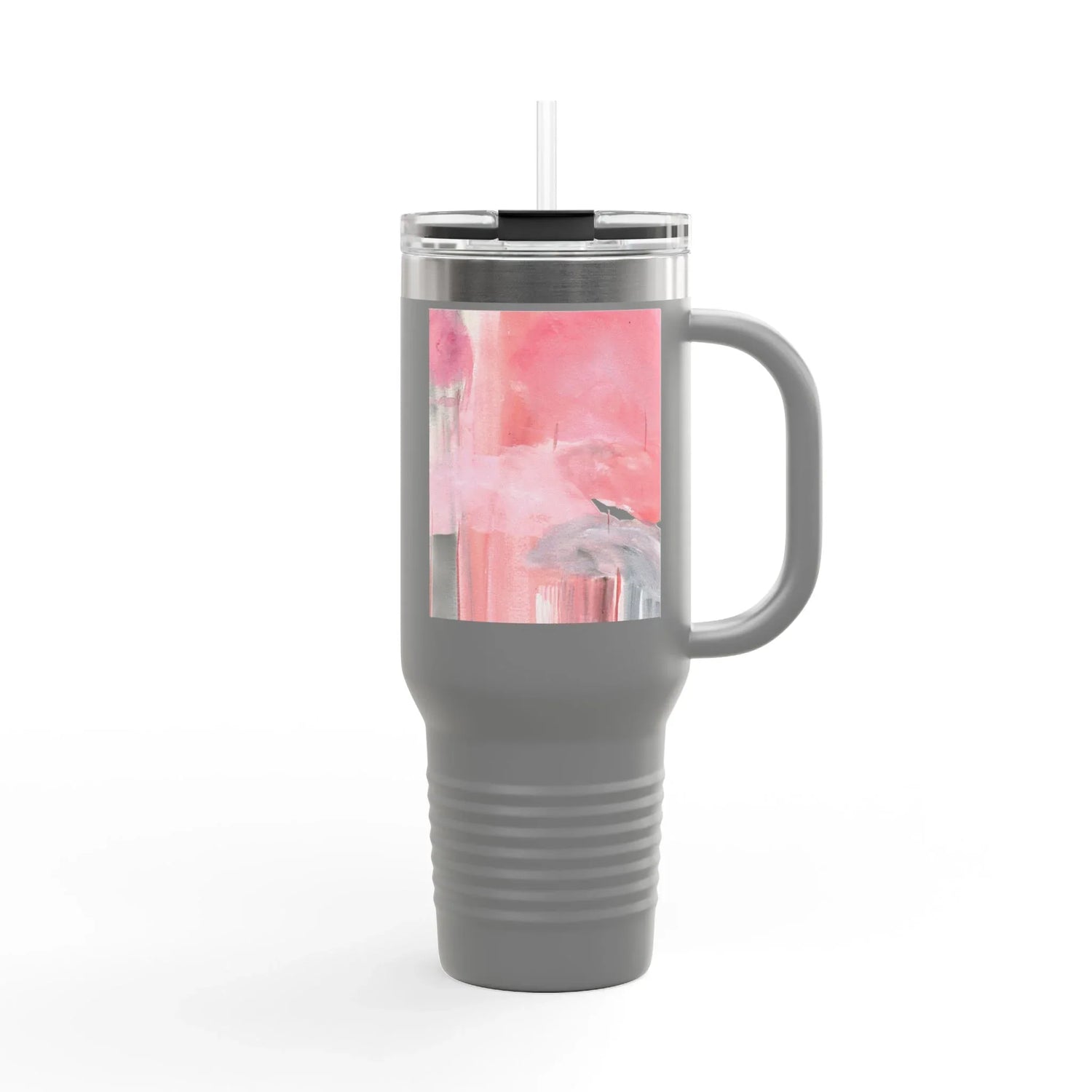 40oz Insulated Travel Mug –Blush Cascade Watercolor Design - Laure Leprince - Artiste Peintre