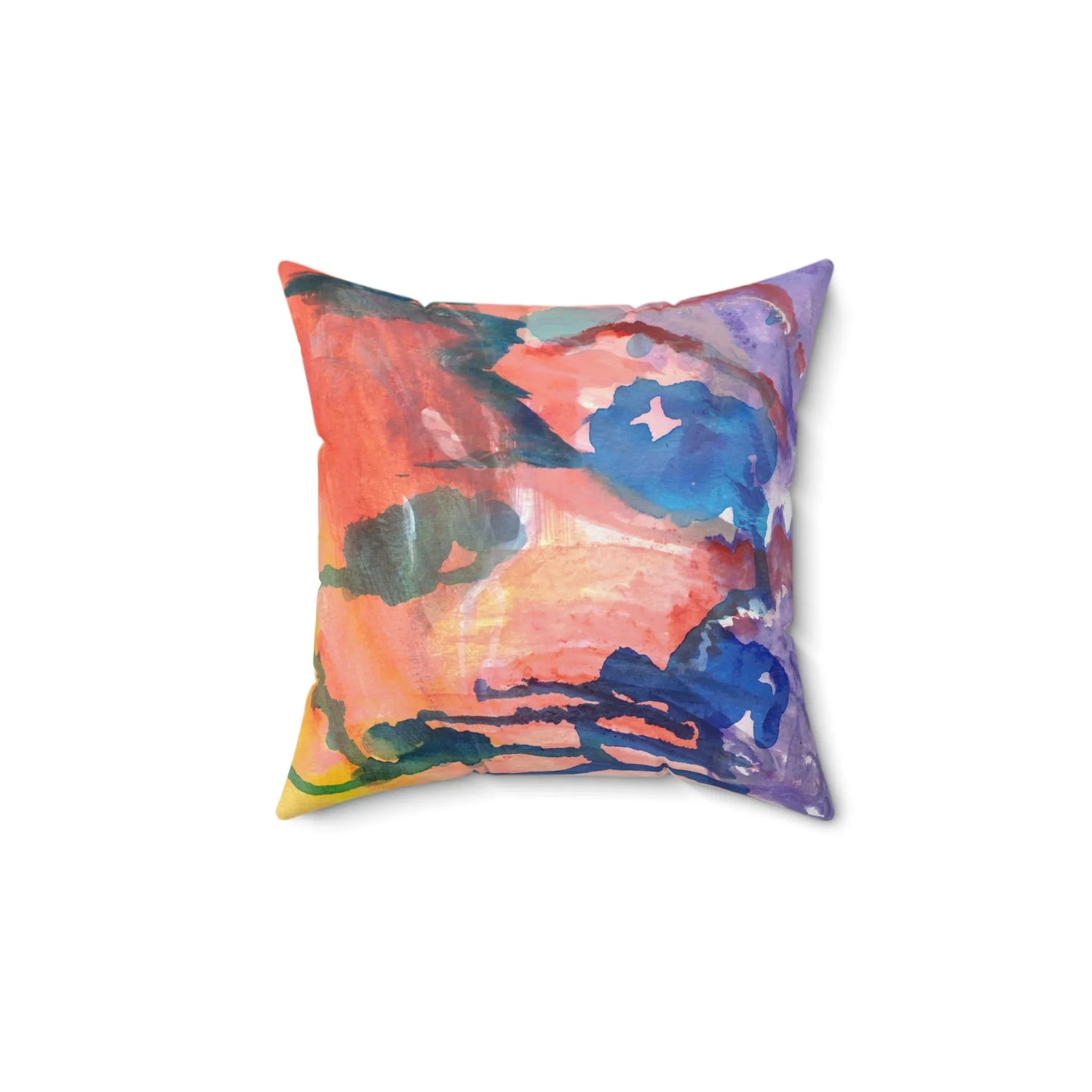 Square Throw Pillow Neon mirage — Minimal Brushstroke Accent - Laure Leprince - Artiste Peintre