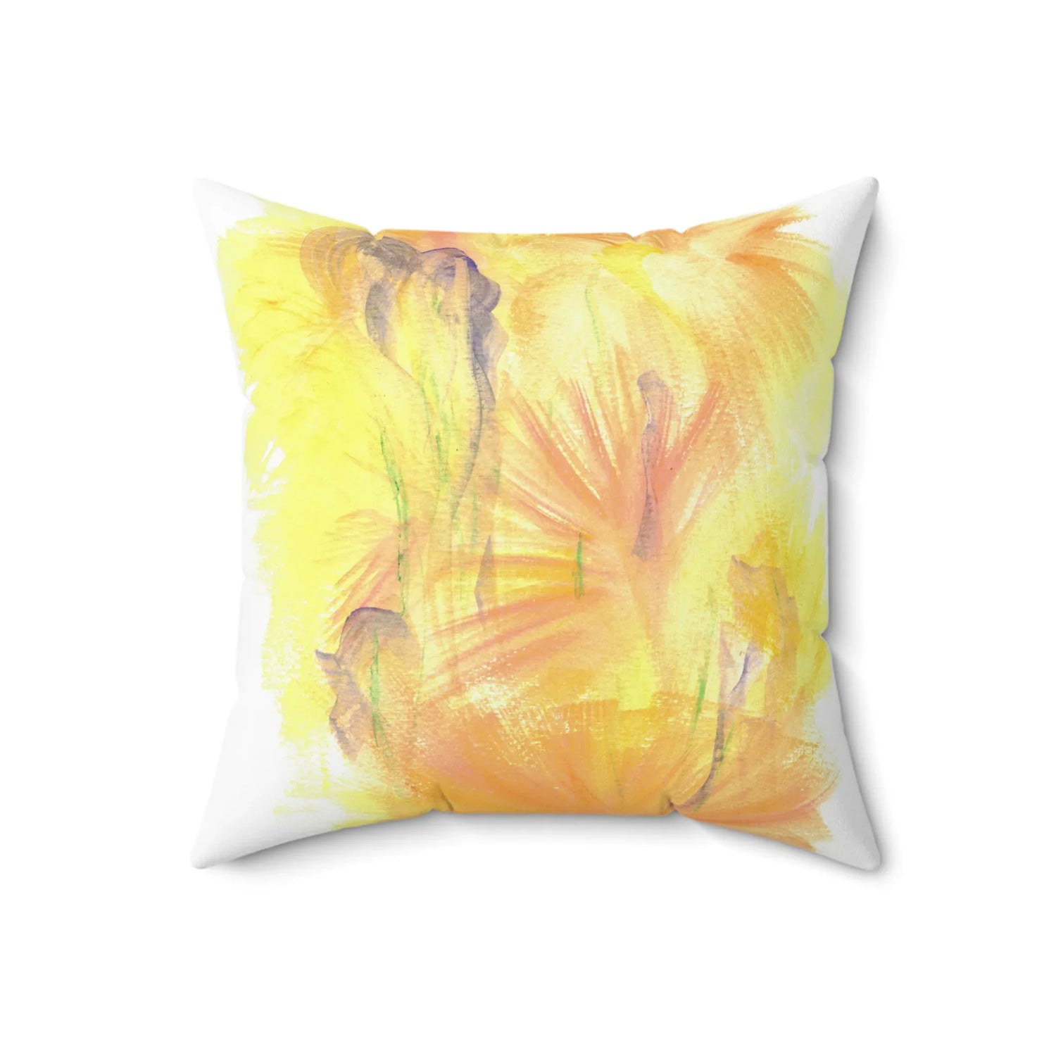 Square Throw Pillow Sun Whisper — Minimal Brushstroke Accent - Laure Leprince - Artiste Peintre