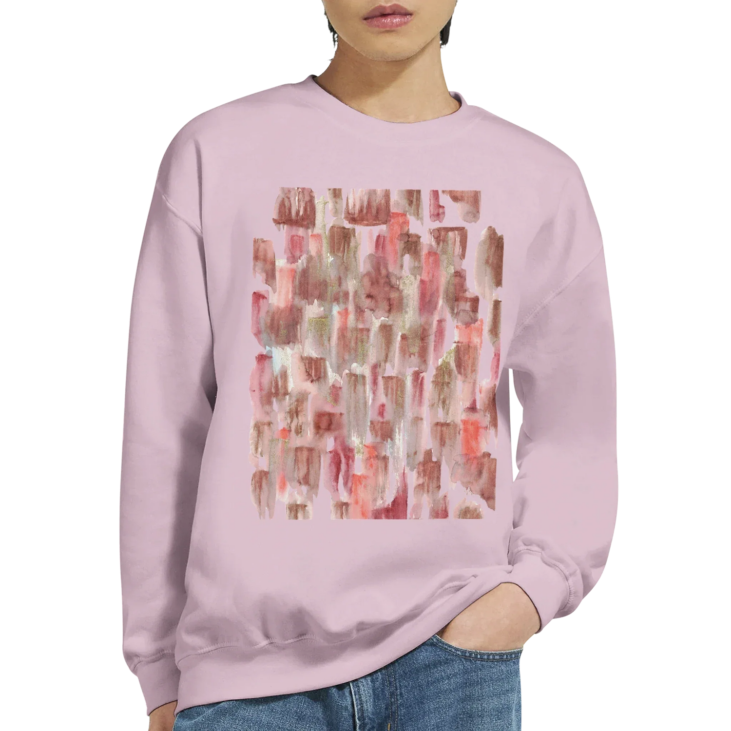 Sweatshirt Unisexe Classique Terracotta Waves – Impression Artistique Multicolore - Laure Leprince - Artiste Peintre