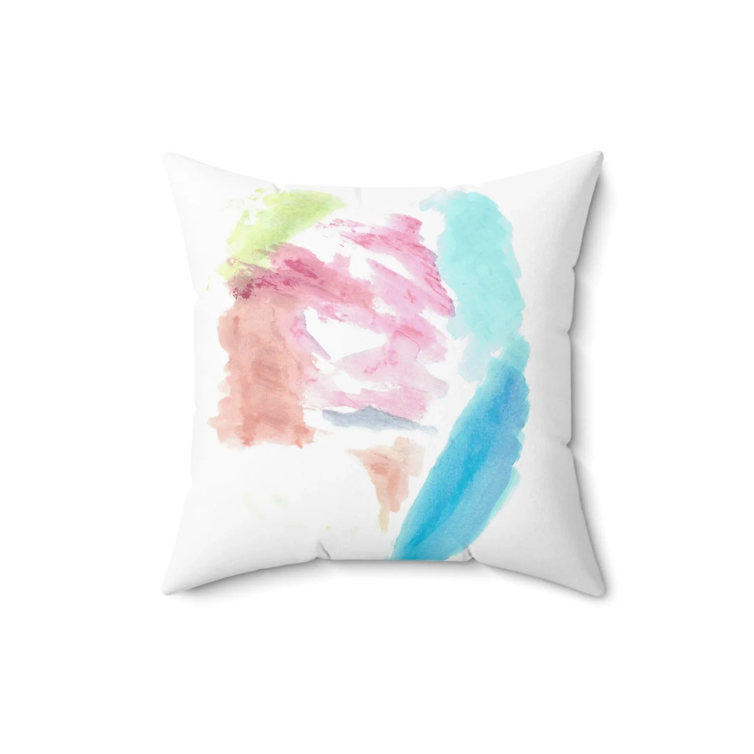 Square Throw Pillow Aurore Pastel — Minimal Brushstroke Accent - Laure Leprince - Artiste Peintre