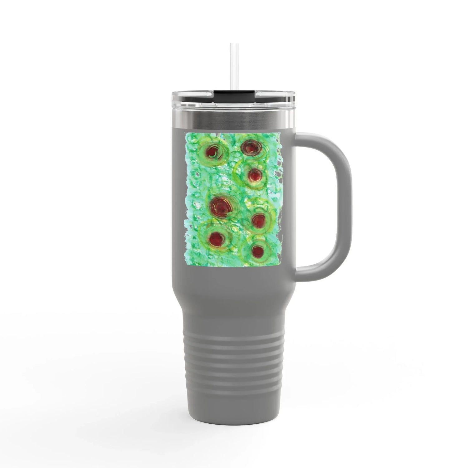 40oz Insulated Travel Mug – green Echo Watercolor Design - Laure Leprince - Artiste Peintre