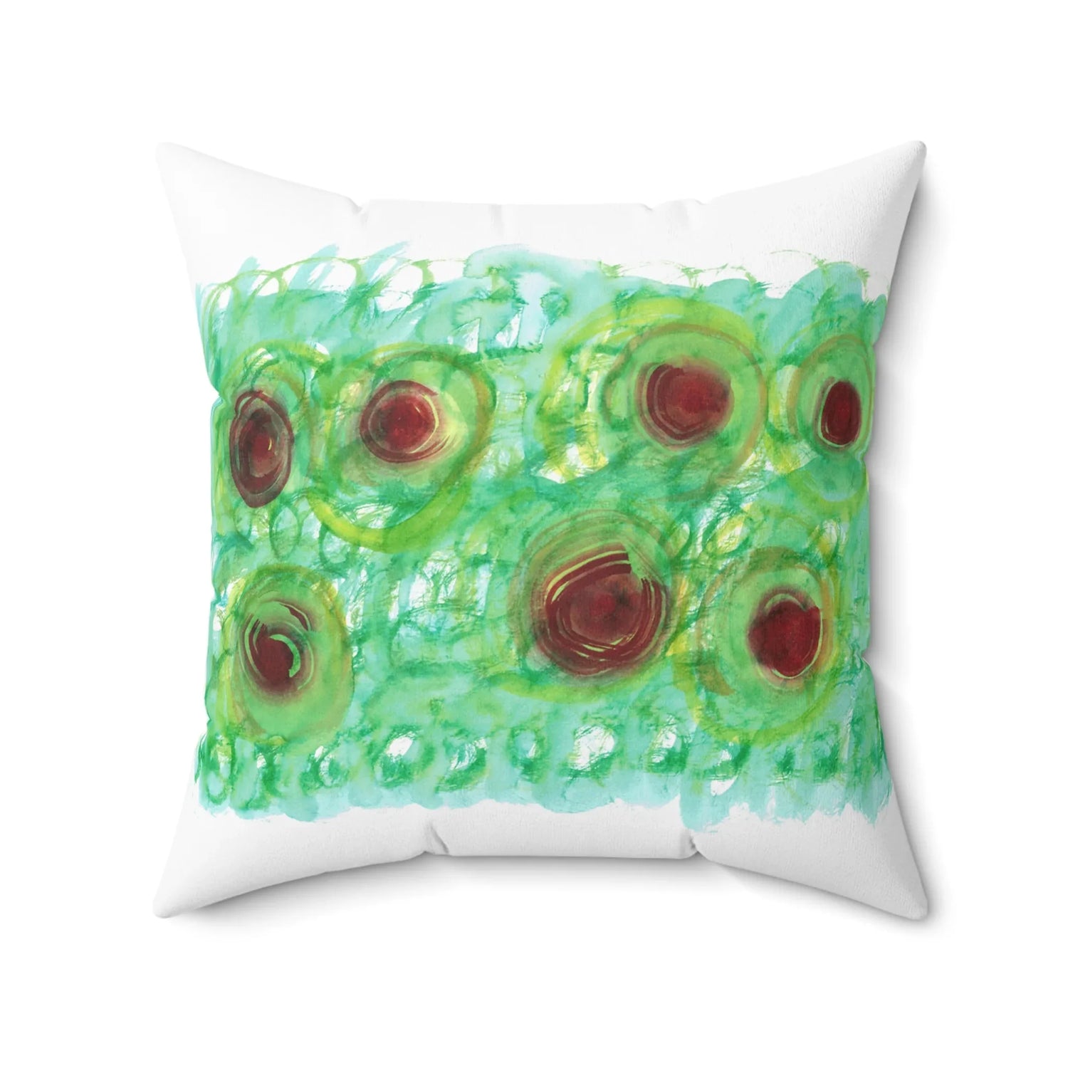Square Throw Pillow Green Echo — Minimal Brushstroke Accent - Laure Leprince - Artiste Peintre