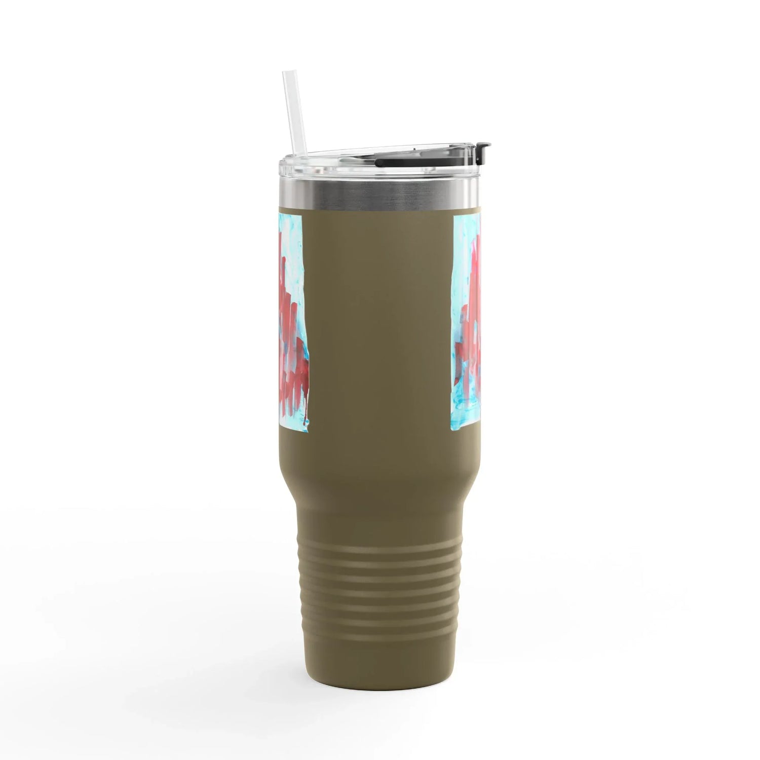 40oz Insulated Travel Mug – Crimson Tower Watercolor Design - Laure Leprince - Artiste Peintre