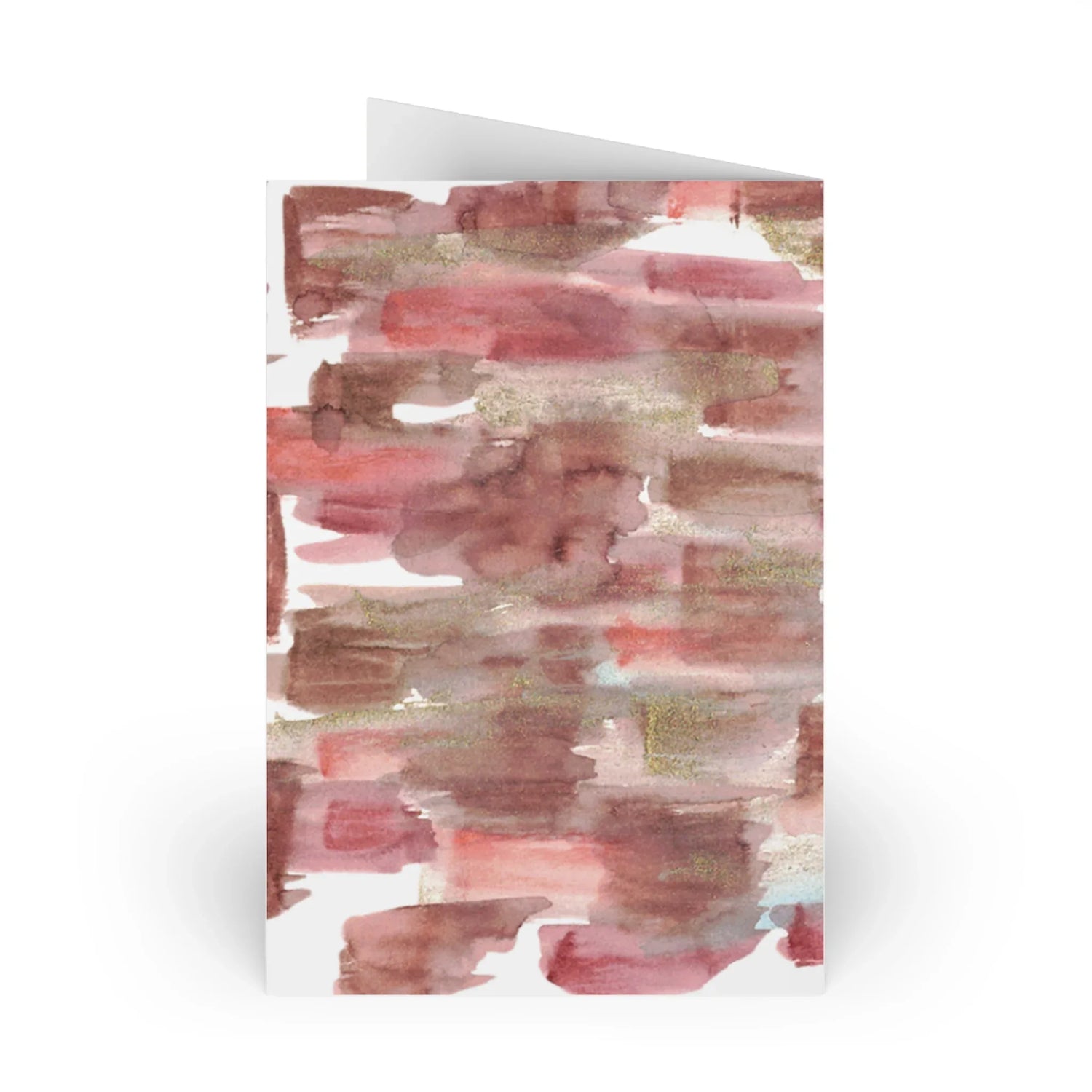 Terracotta Waves Watercolor Leaf Greeting Card - Elegant - Laure Leprince - Artiste Peintre