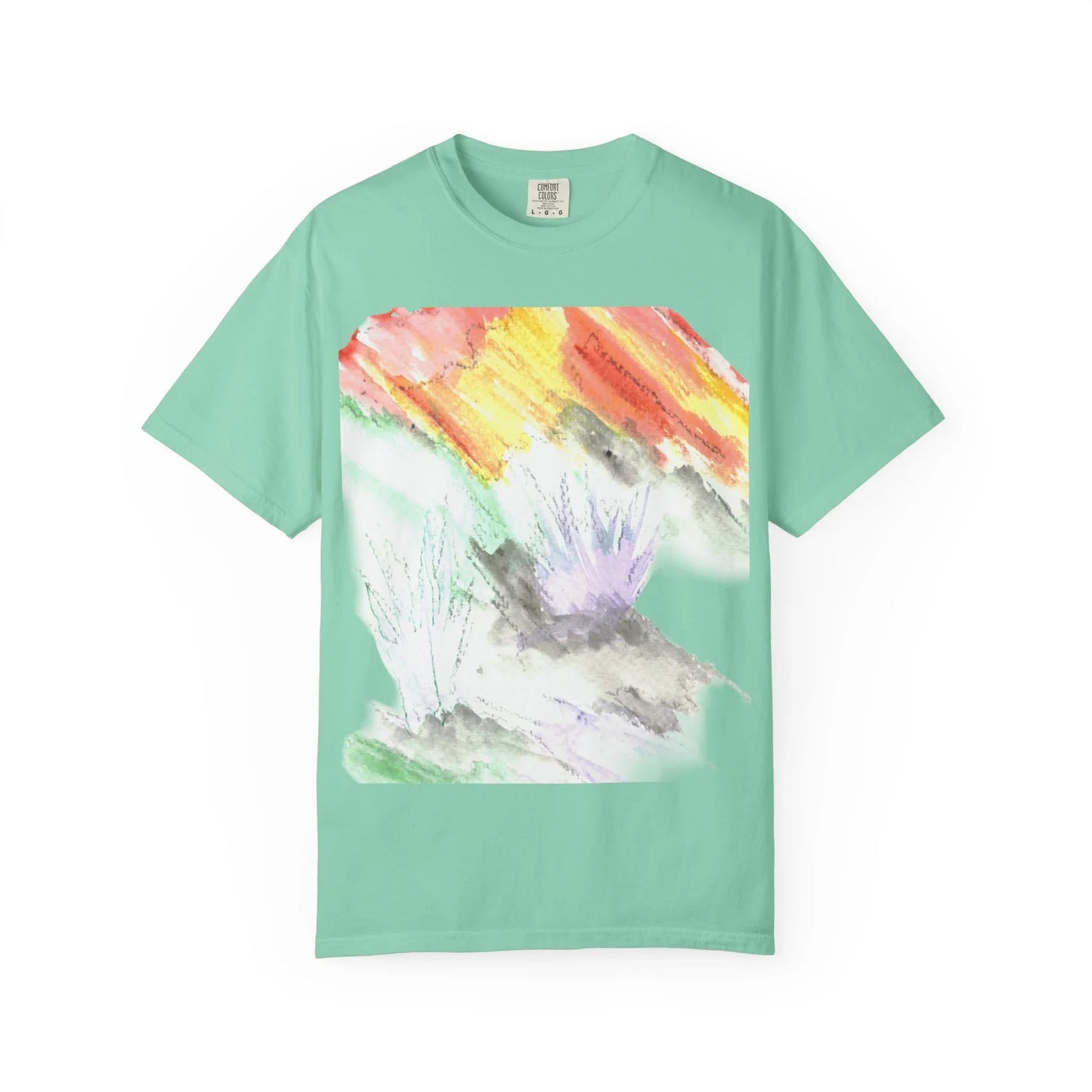 Abstract Lavander Drift T-Shirt — Bright Watercolor Square Art Tee - Laure Leprince - Artiste Peintre