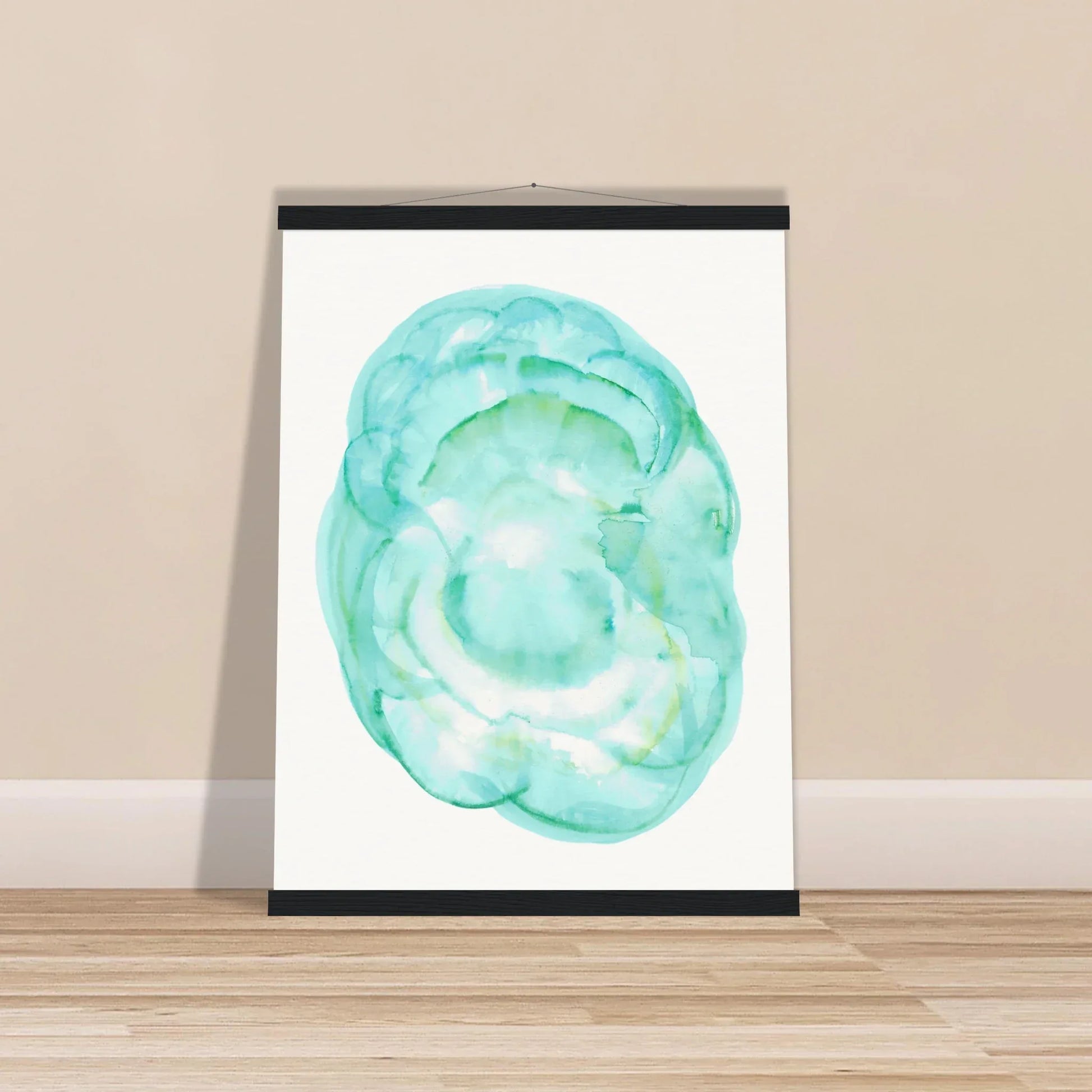Museum-Quality Matte Paper Poster with Hanger Aqua Bloom - Laure Leprince - Artiste Peintre