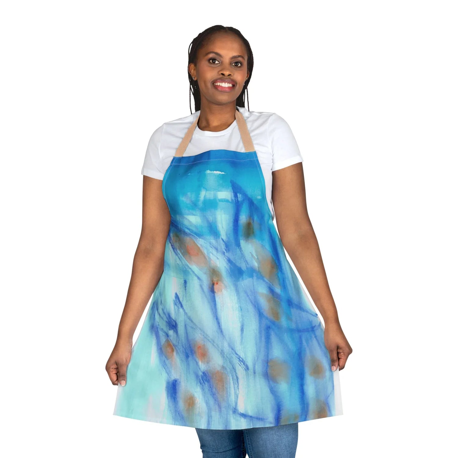 Abstract Apron Blue Sprouts– Artistic Kitchen Chef Gift - Laure Leprince - Artiste Peintre