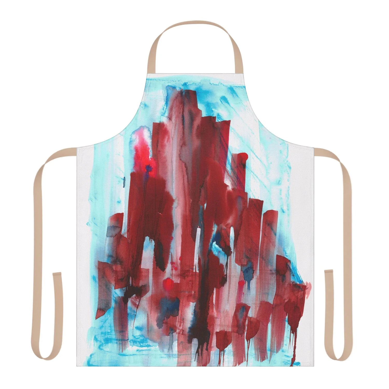 Abstract Apron Crimson Tower – Artistic Kitchen Chef Gift - Laure Leprince - Artiste Peintre