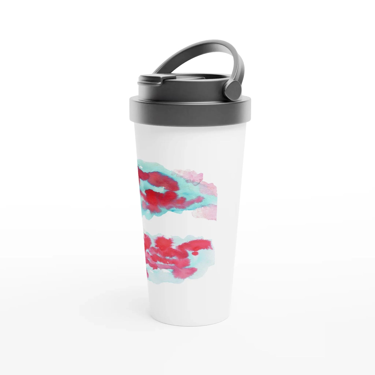 Mug de voyage blanc en acier inoxydable – 44 cl Brumes Carmin Élégant, pratique et isotherme - Laure Leprince - Artiste Peintre