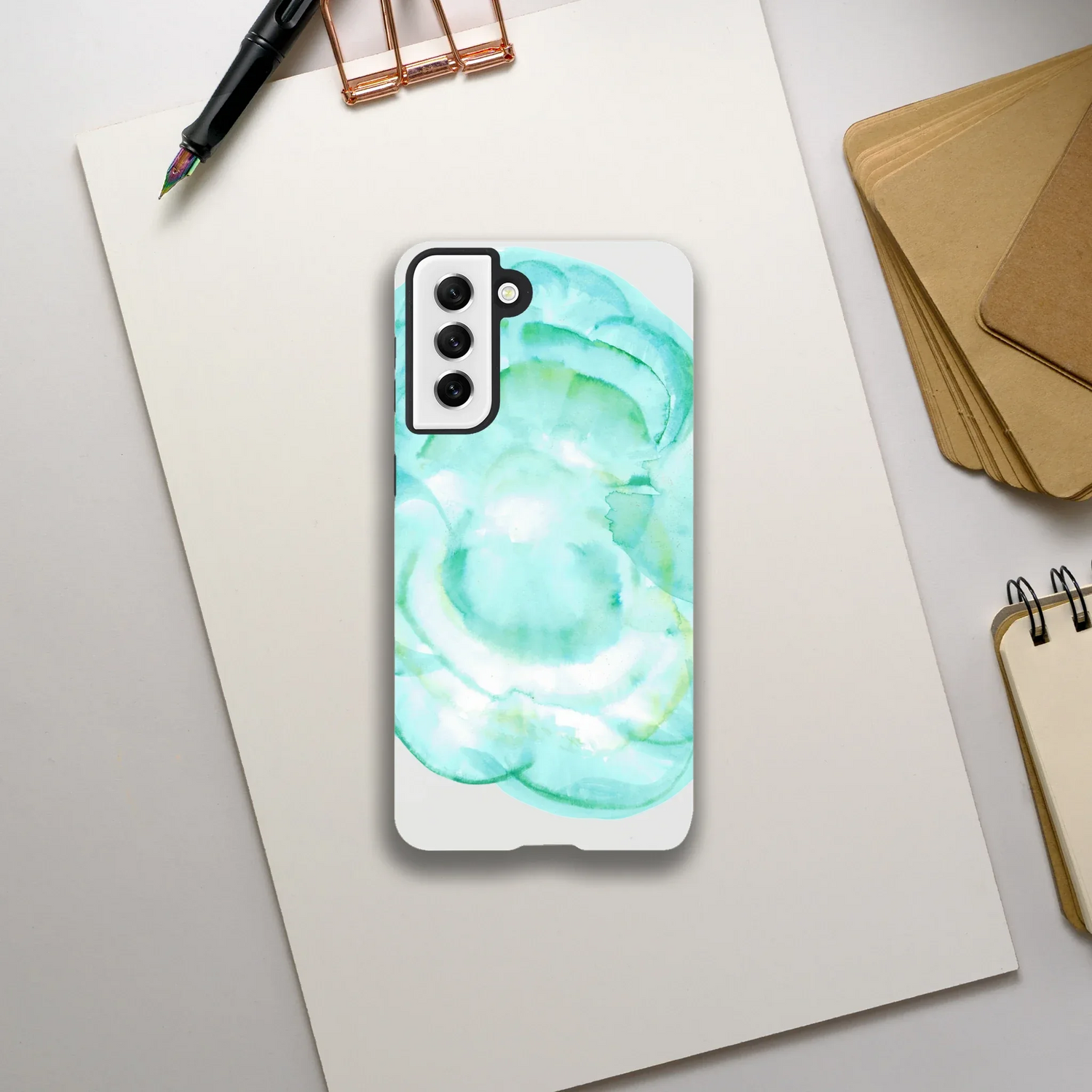 Premium Samsung Tough Case – Design Artistique Aqua Bloom - Laure Leprince - Artiste Peintre