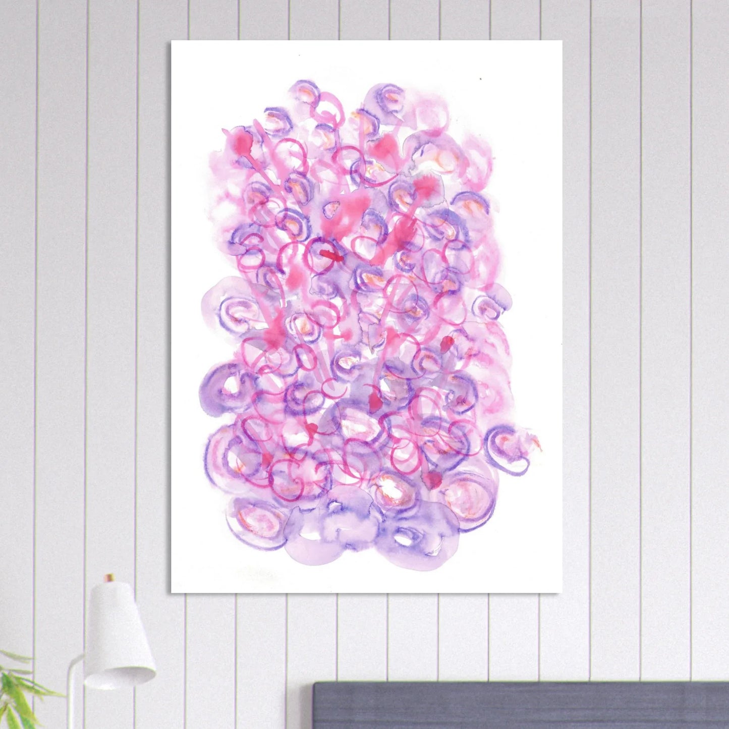 Abstract Swirls Watercolour Poster in Pink & Purple - Premium Matte Paper Art Print RDJ3-1 - Laure Leprince - Artiste Peintre