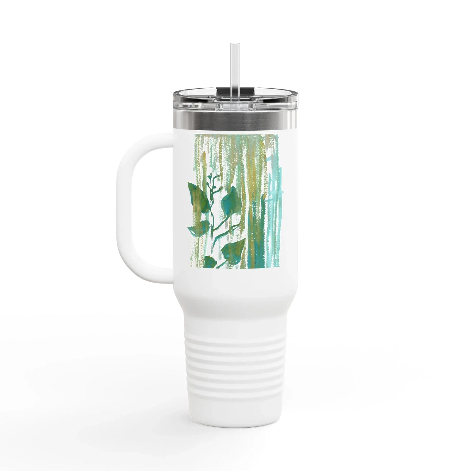 40oz Insulated Travel Mug – Veine Verte Watercolor Design - Laure Leprince - Artiste Peintre