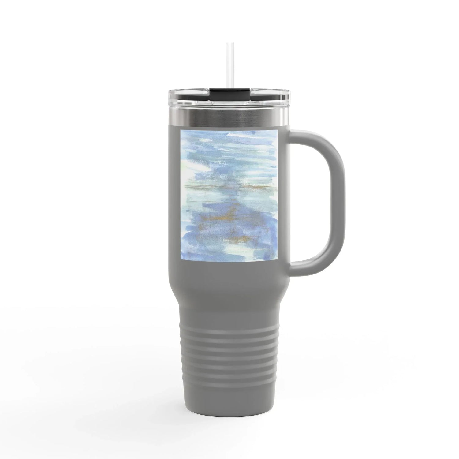 40oz Insulated Travel Mug – Silent Water Watercolor Design - Laure Leprince - Artiste Peintre