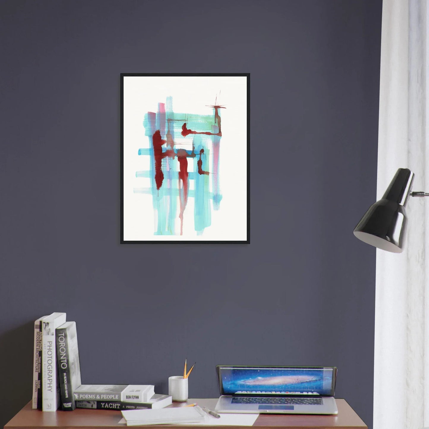 Affiche Encadrée Museum-Quality Matte Paper Wooden Framed Strutures Liquides - Laure Leprince - Artiste Peintre