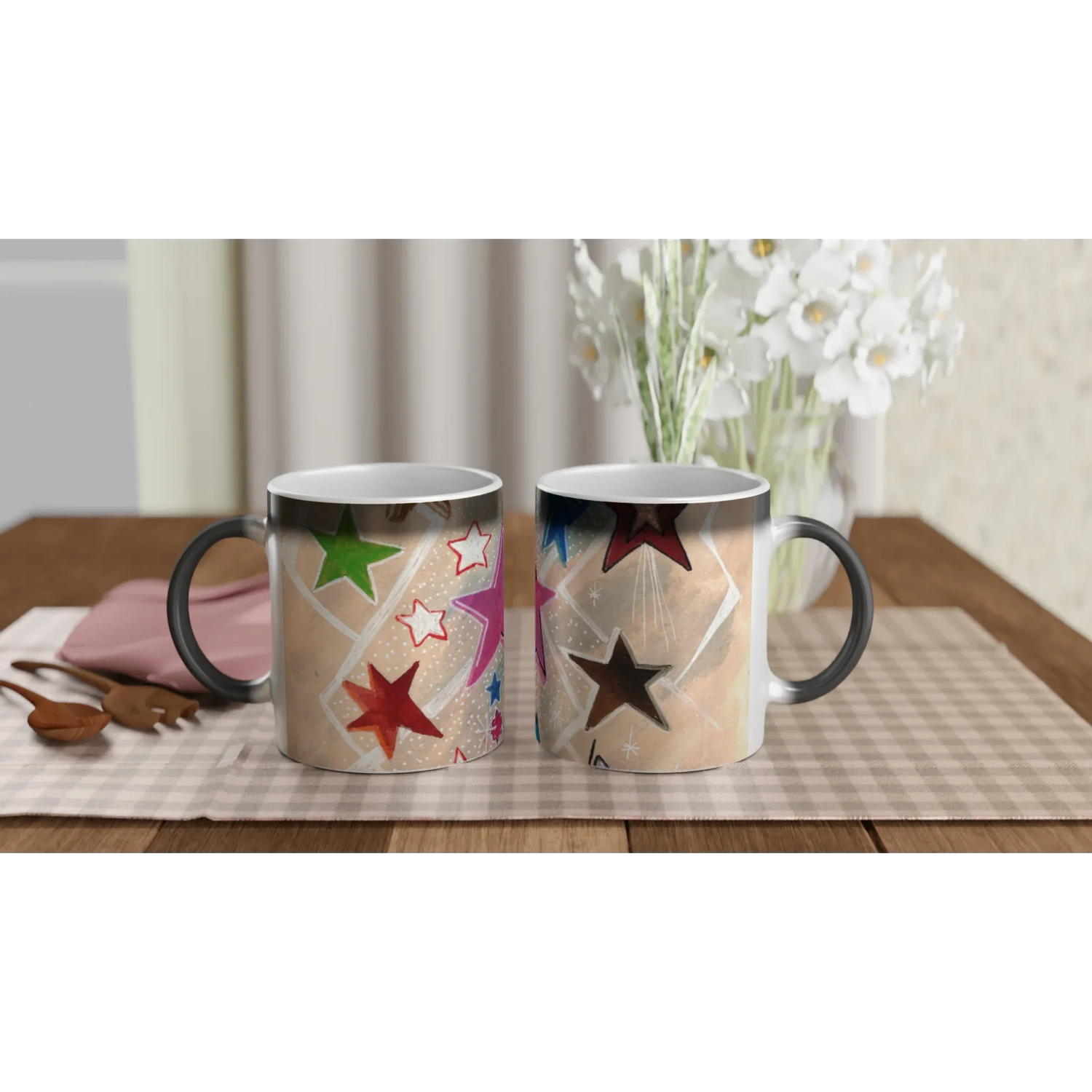 Mug magique en céramique 325 ml Etoiles – Révèlez votre motif à la chaleur - Laure Leprince - Artiste Peintre